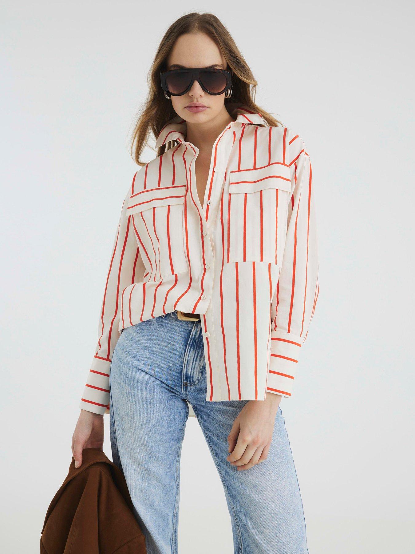  image of river-island-big-pocket-oversized-shirt-red