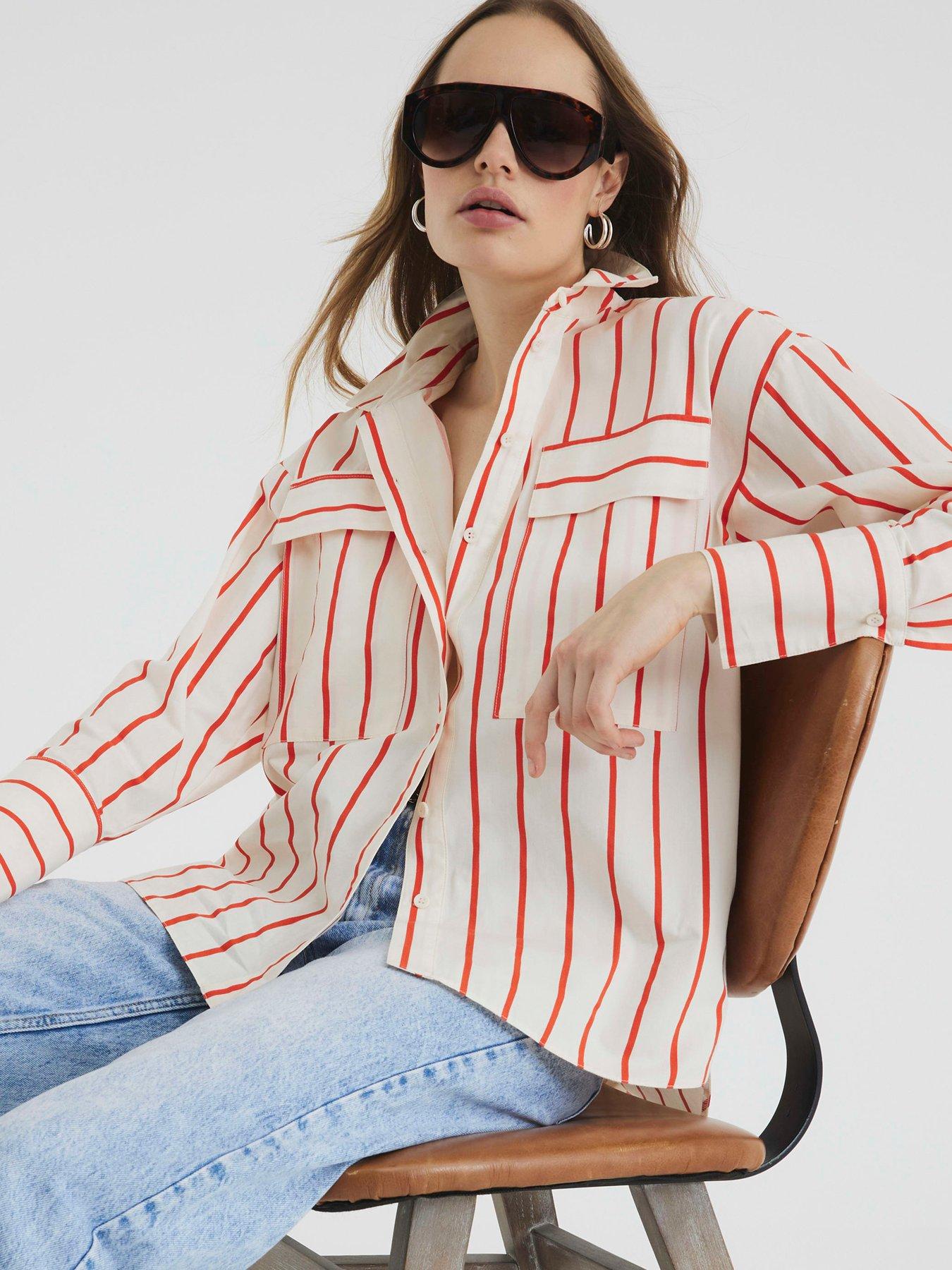  image of river-island-big-pocket-oversized-shirt-red
