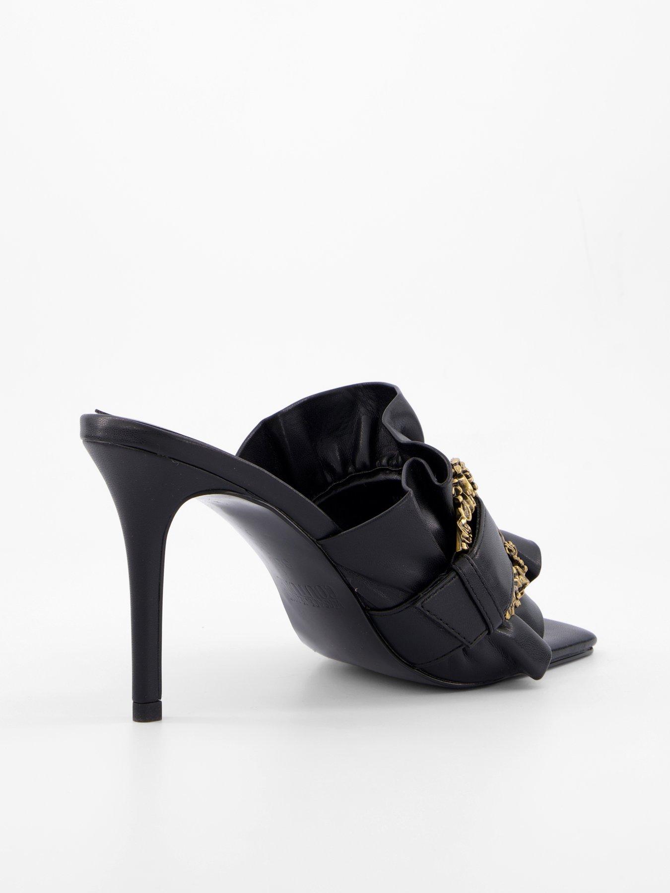 Image 6 of 7 of Versace Jeans Couture Ruffle Buckle Heeled Mules - Black