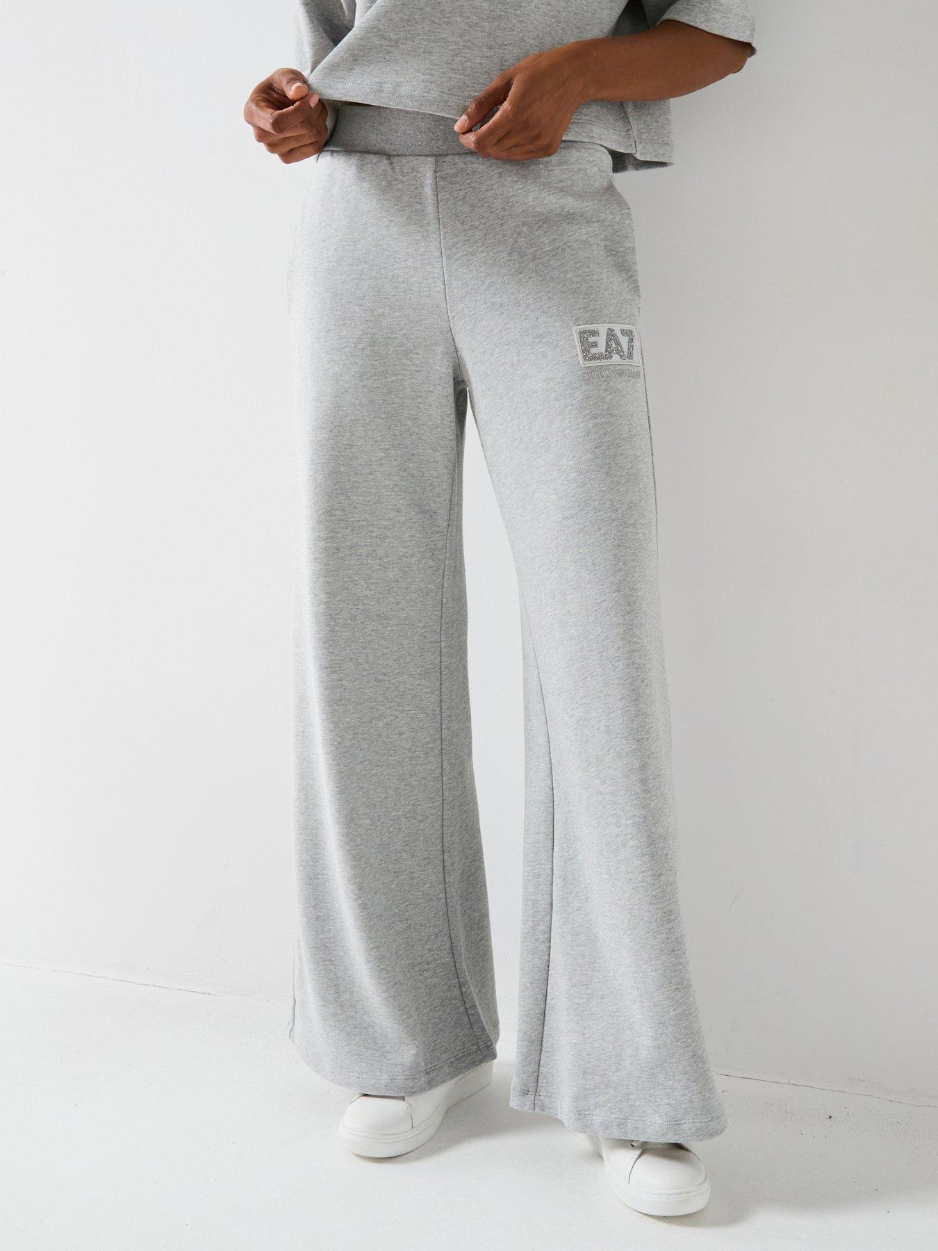 EA7 Emporio Armani Train Logo Crystal Wide Leg Jogger - Grey