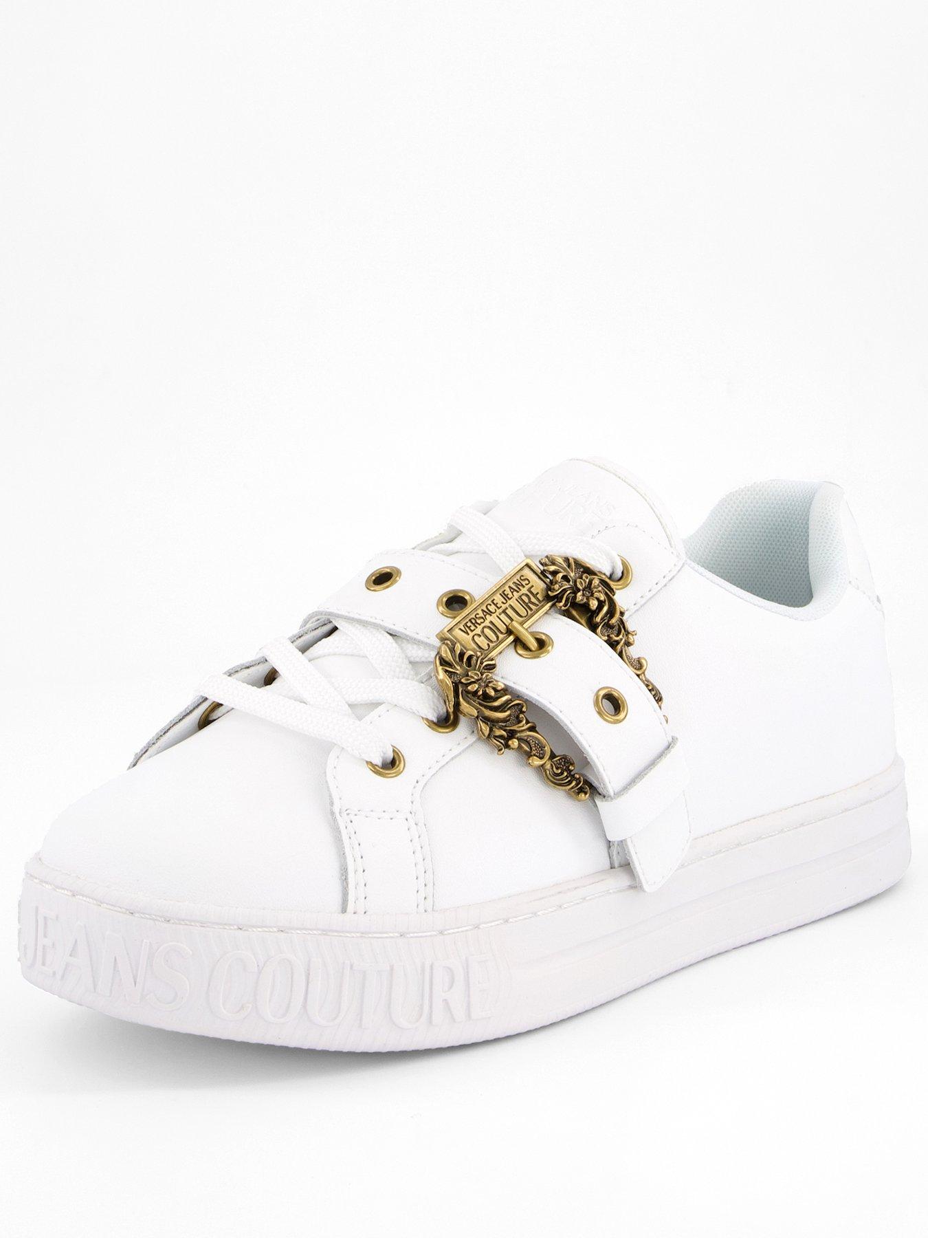  image of versace-jeans-couture-buckle-detail-sneakers-white