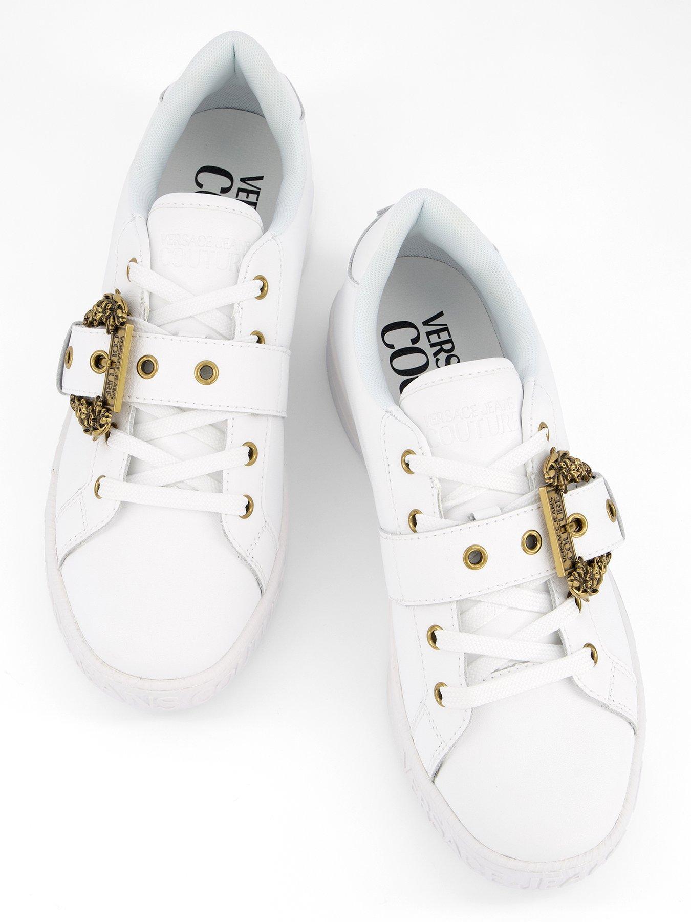  image of versace-jeans-couture-buckle-detail-sneakers-white