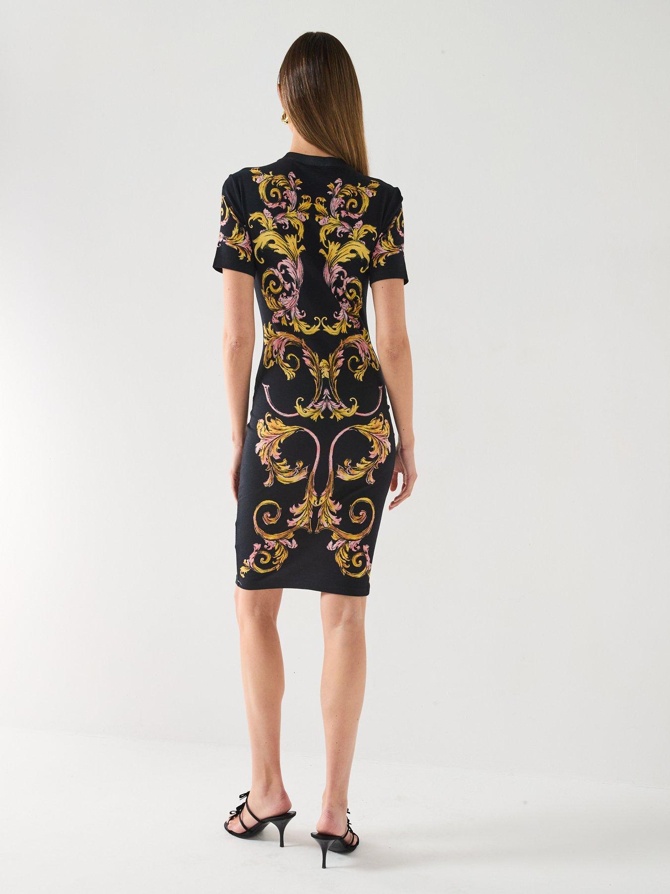Image 5 of 6 of Versace Jeans Couture Marco Baroque T-Shirt Dress - Black