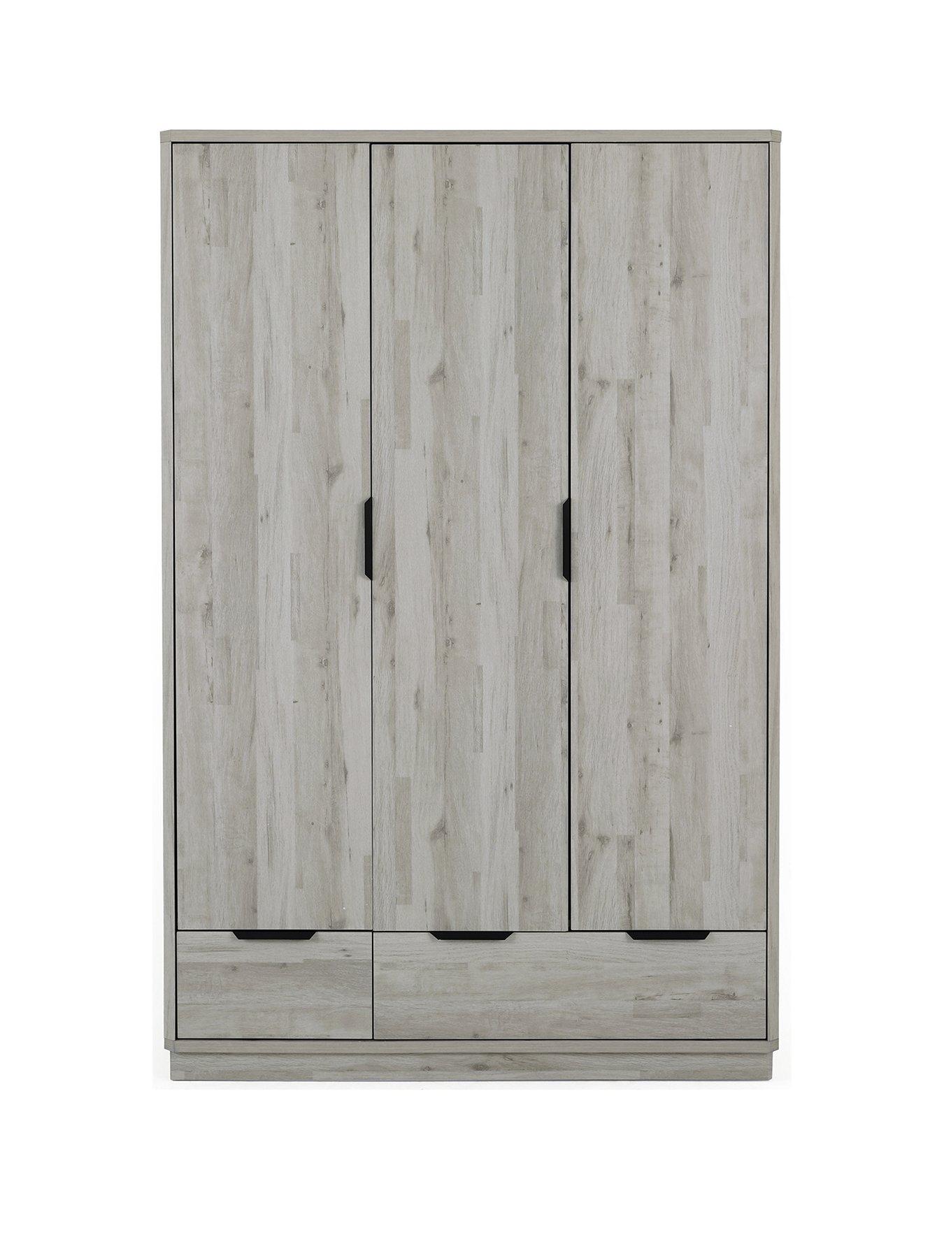  image of very-home-harlem-3-door-2-drawer-wardrobe-greynbspoak-effect-fscreg-certified