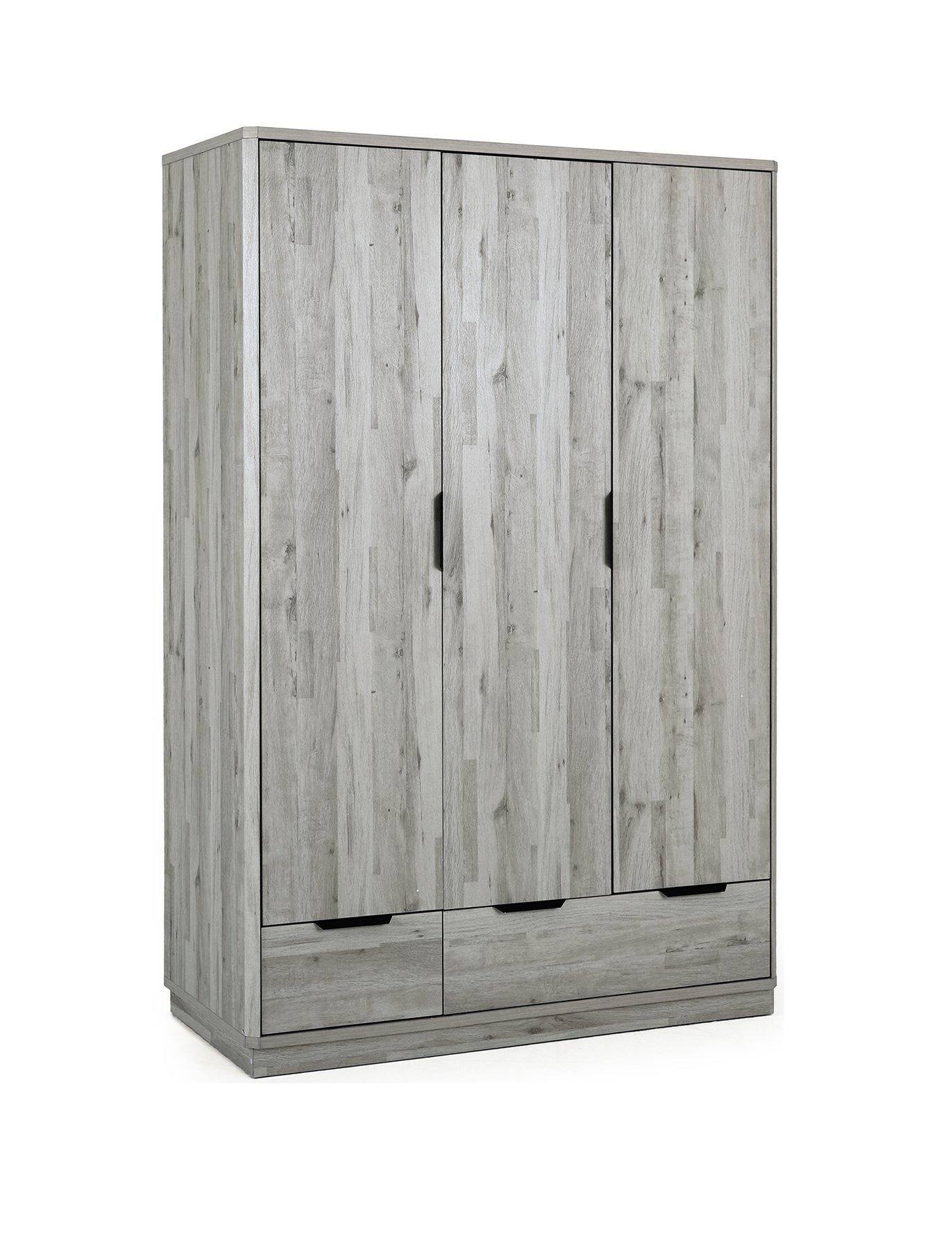  image of very-home-harlem-3-door-2-drawer-wardrobe-greynbspoak-effect-fscreg-certified