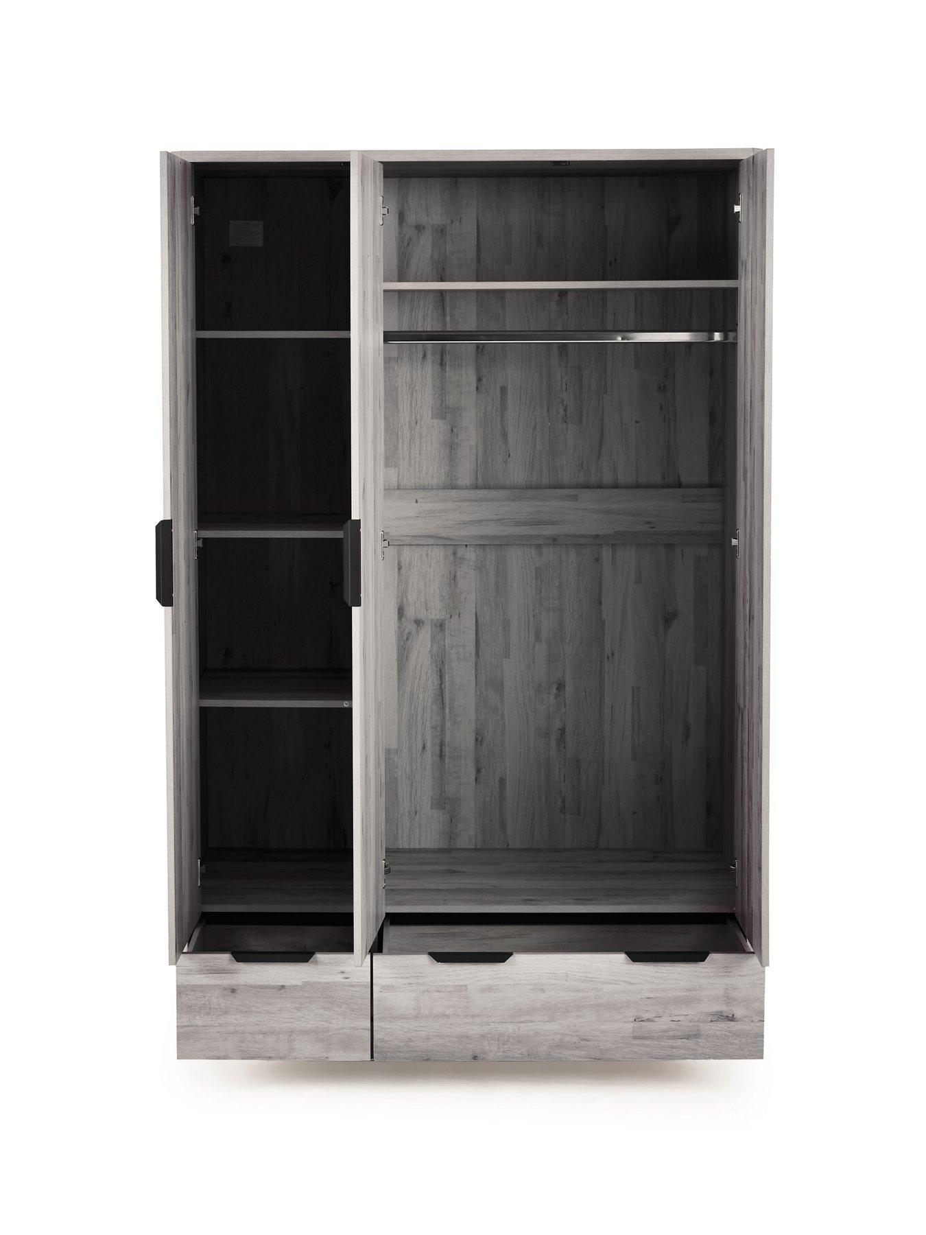  image of very-home-harlem-3-door-2-drawer-wardrobe-greynbspoak-effect-fscreg-certified