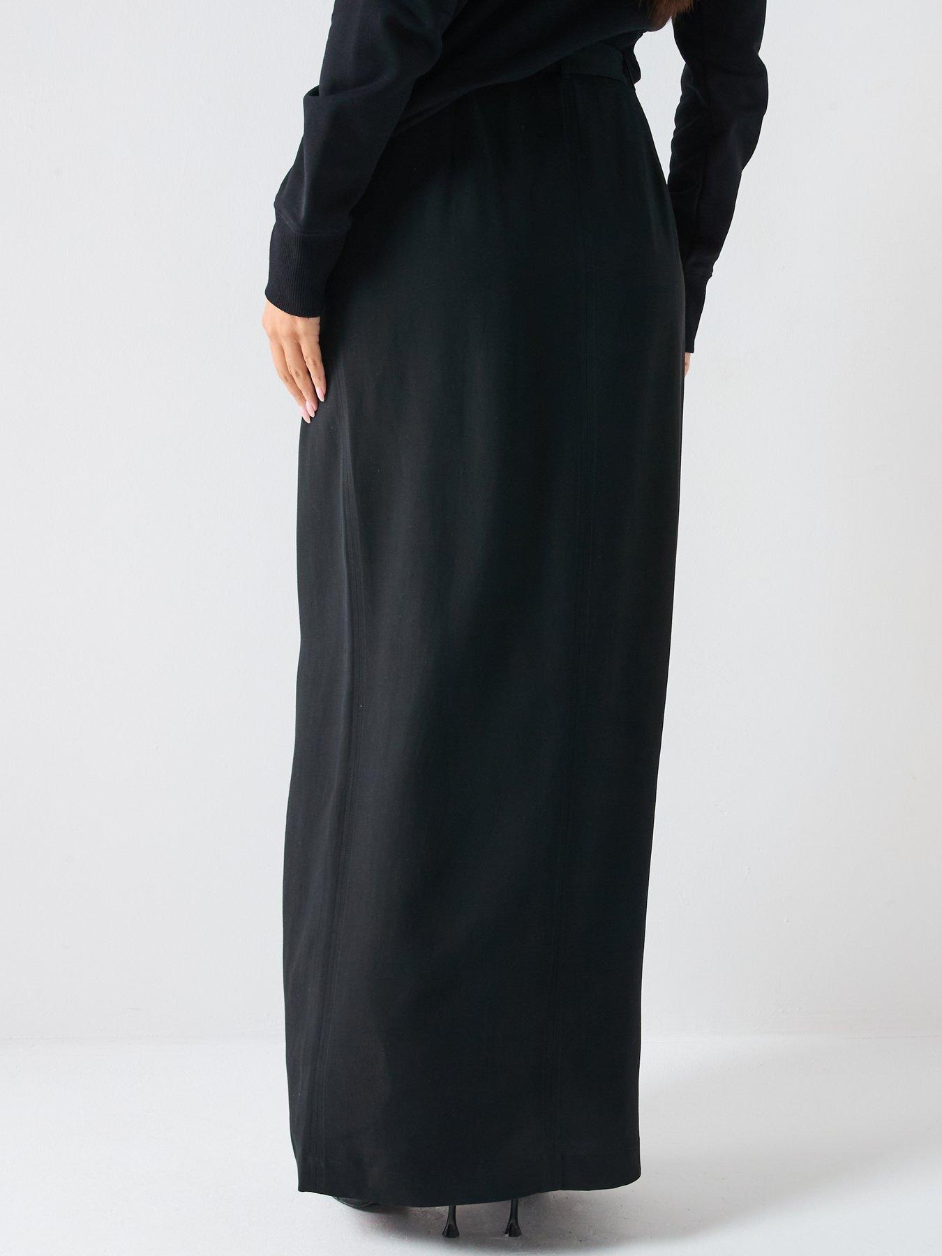  image of versace-jeans-couture-buckle-trench-pencil-skirt-black