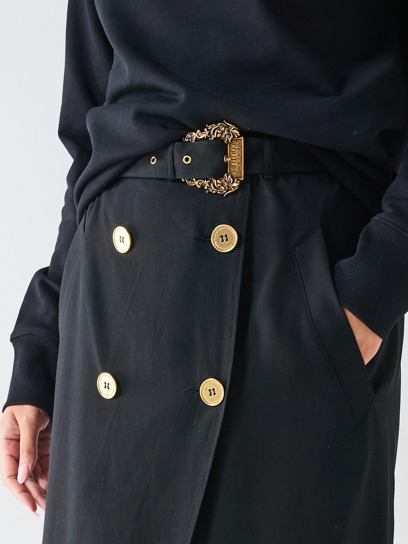  image of versace-jeans-couture-buckle-trench-pencil-skirt-black