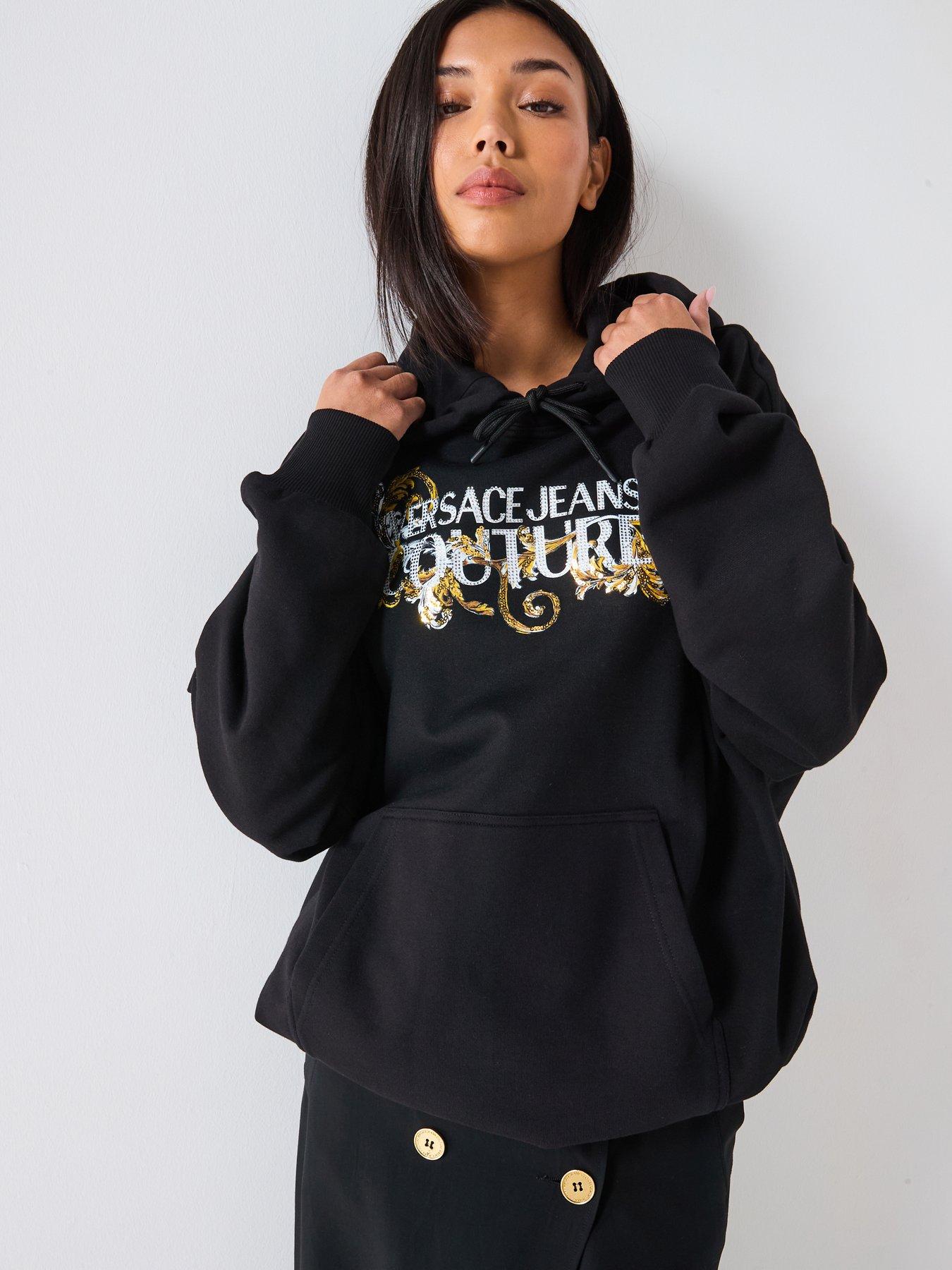  image of versace-jeans-couture-logo-hoodie-black