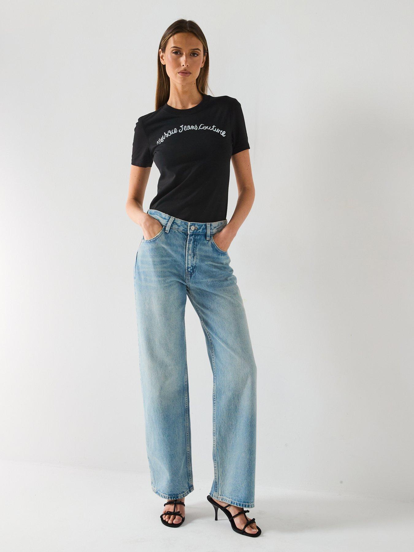  image of versace-jeans-couture-script-logo-t-shirt-black