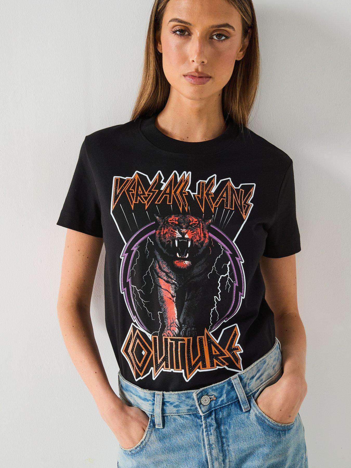  image of versace-jeans-couture-tiger-logo-t-shirt-black