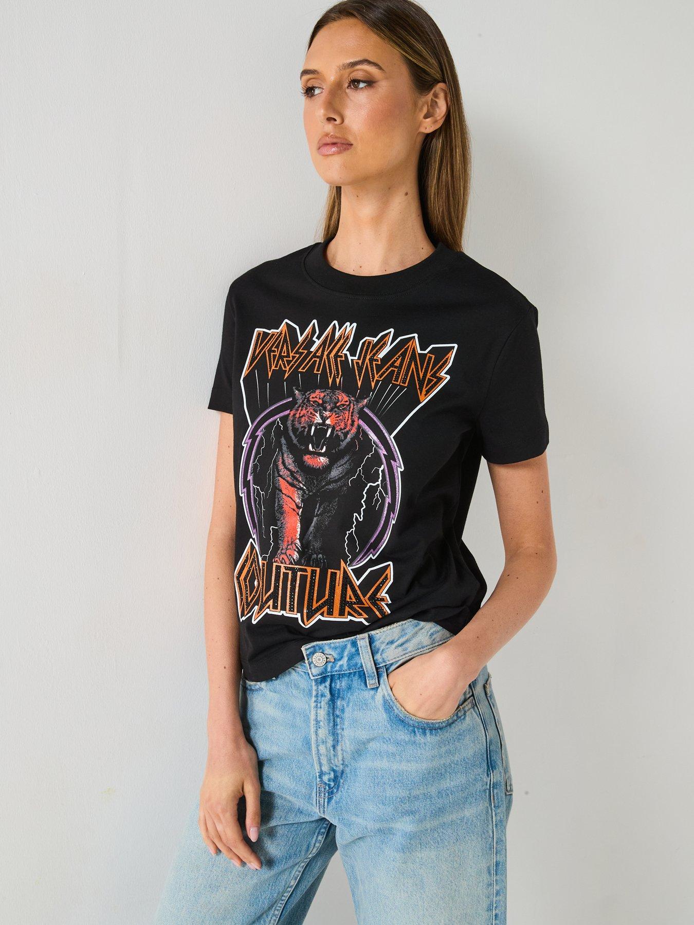  image of versace-jeans-couture-tiger-logo-t-shirt-black
