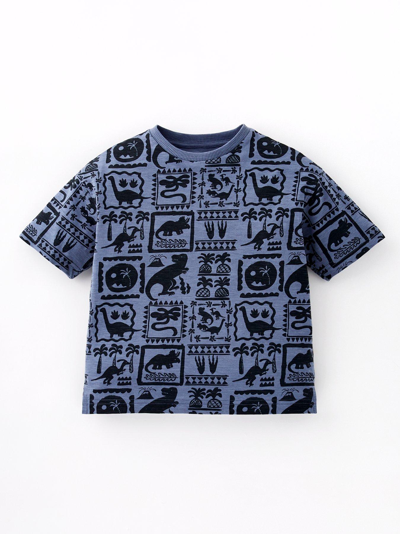  image of mini-v-by-very-boys-dinosaur-printed-t-shirt-mono