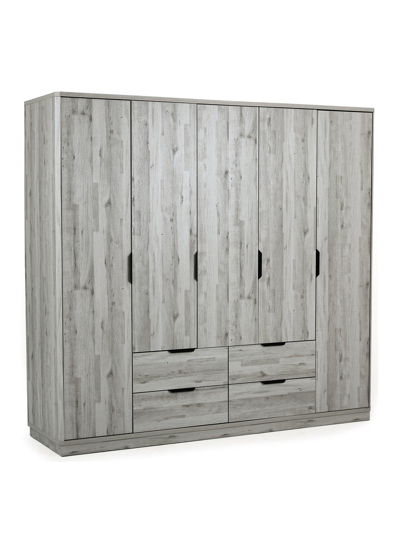  image of very-home-harlem-5-door-4-drawer-wardrobe-grey-oak-effect-fscreg-certified