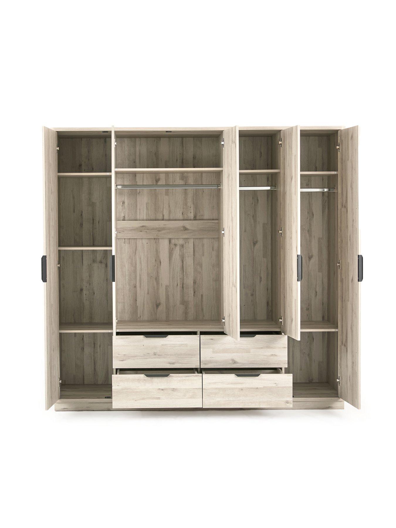  image of very-home-harlem-5-door-4-drawer-wardrobe-grey-oak-effect-fscreg-certified