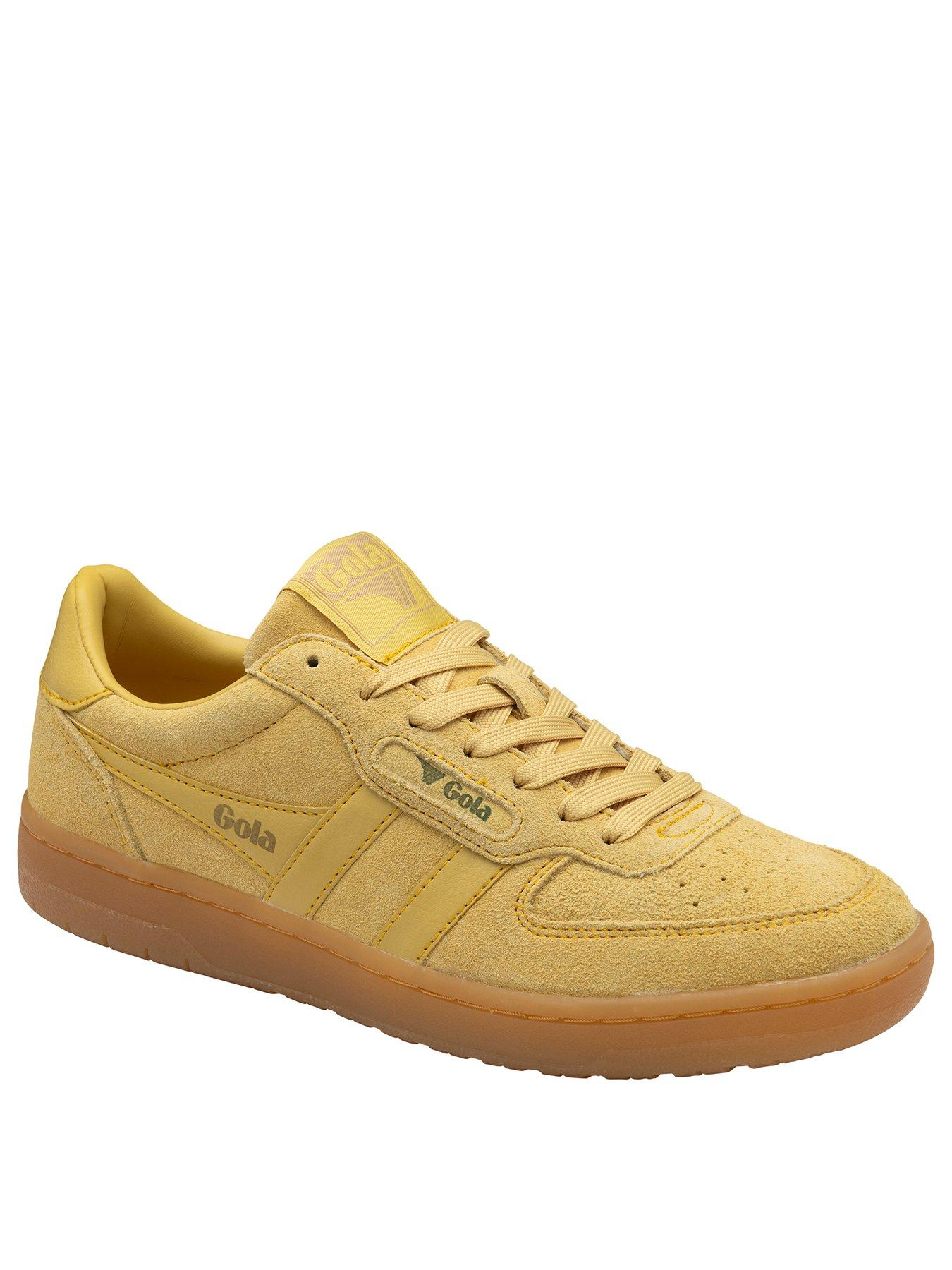  image of gola-womens-hawk-suede-86-trainers-yellow