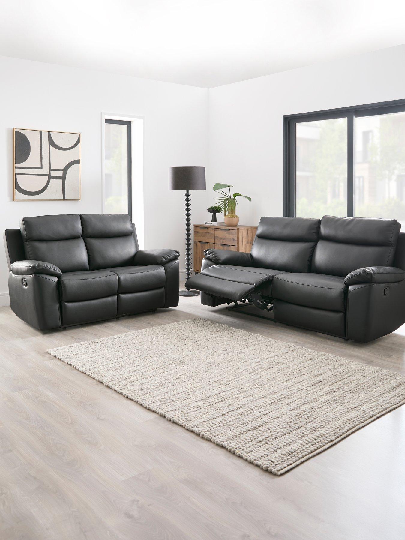 Image 1 of 6 of The Very Collection Edison Luxury Faux Leather 3 + 2 Seater Manual Recliner Sofa Set (Buy &amp; SAVE!) - FSC&reg; Certified