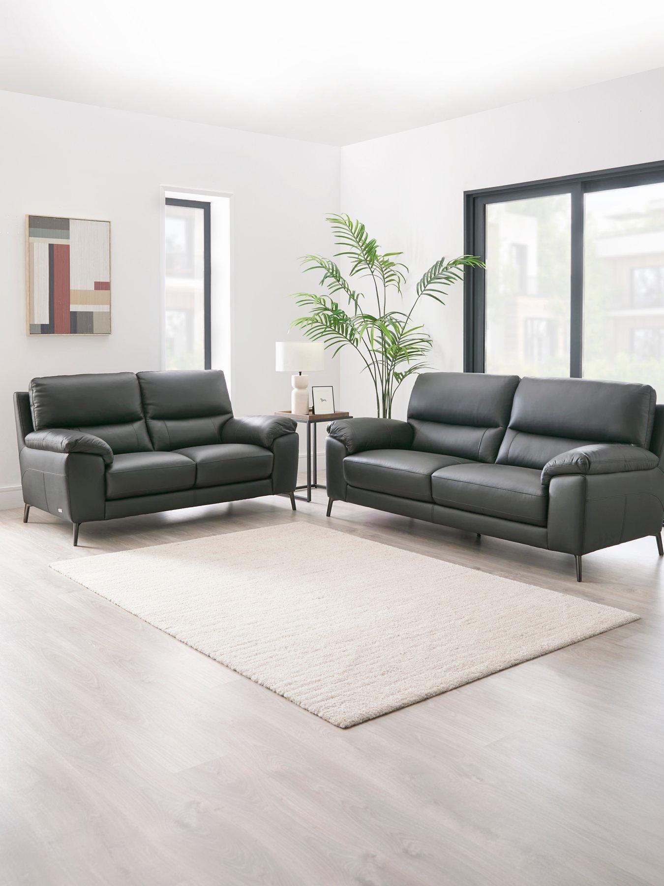The Very Collection Lesta 3 + 2 Seater Leather Sofa Set (Buy  &  SAVE!)