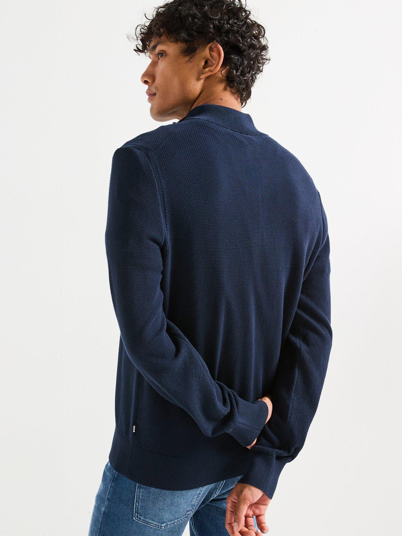  image of boss-ebrando-p-regular-fit-quarter-zip-knitted-jumper-dark-blue