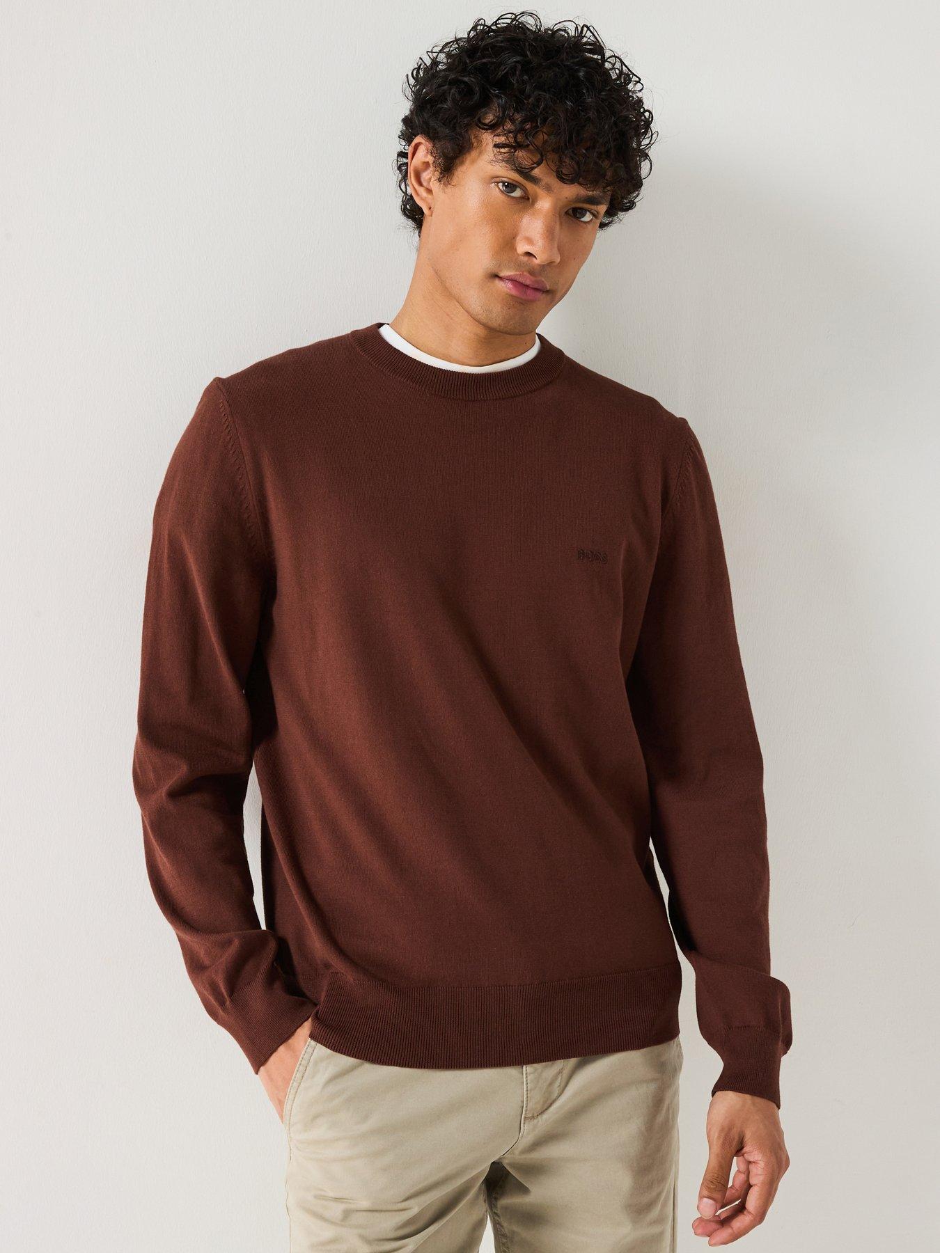 boss-pacas-l-regular-fit-cotton-crew-textured-knitted-jumper--brown