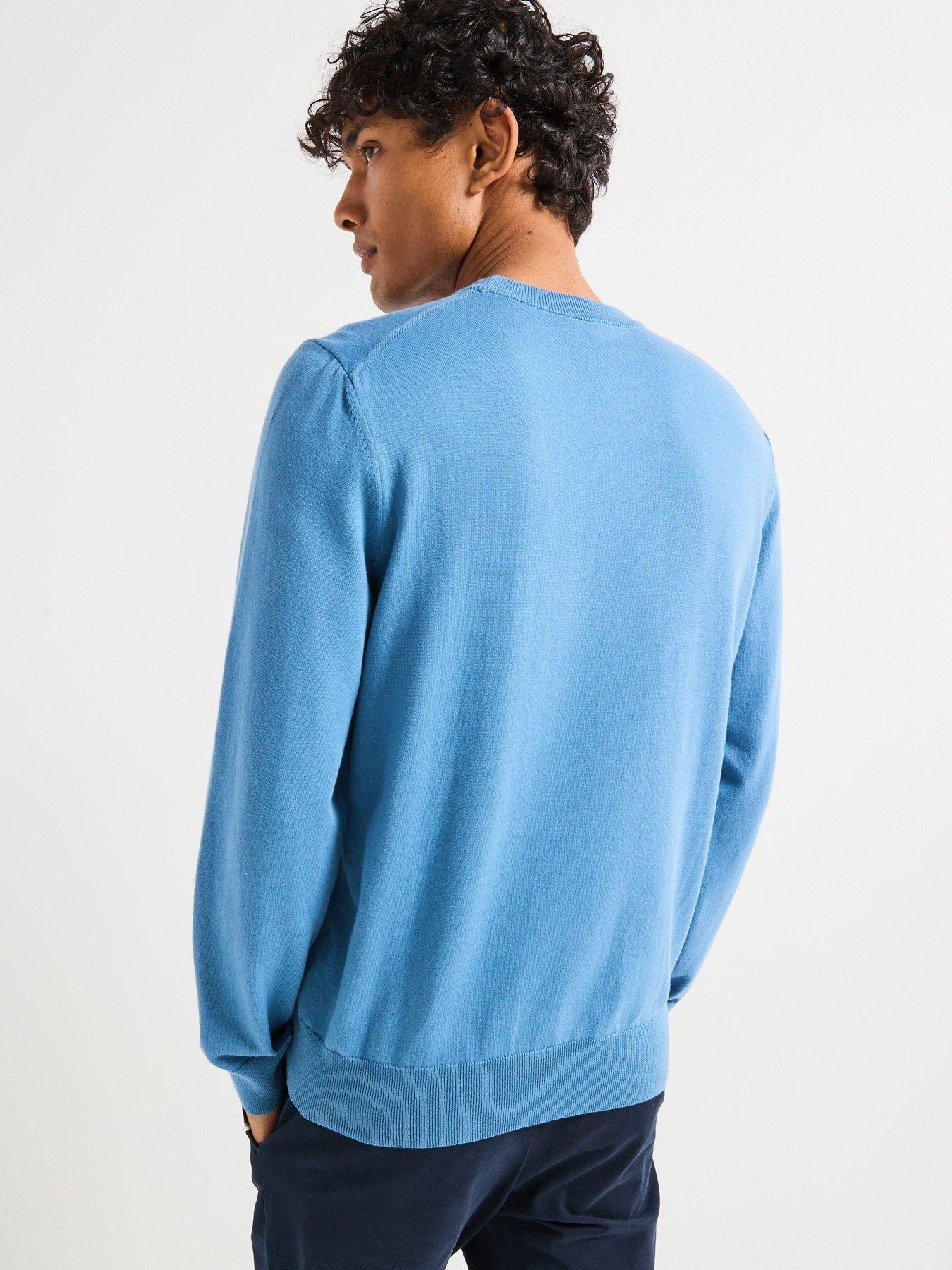  image of boss-pacas-l-regular-fit-cotton-knitted-jumper-light-blue