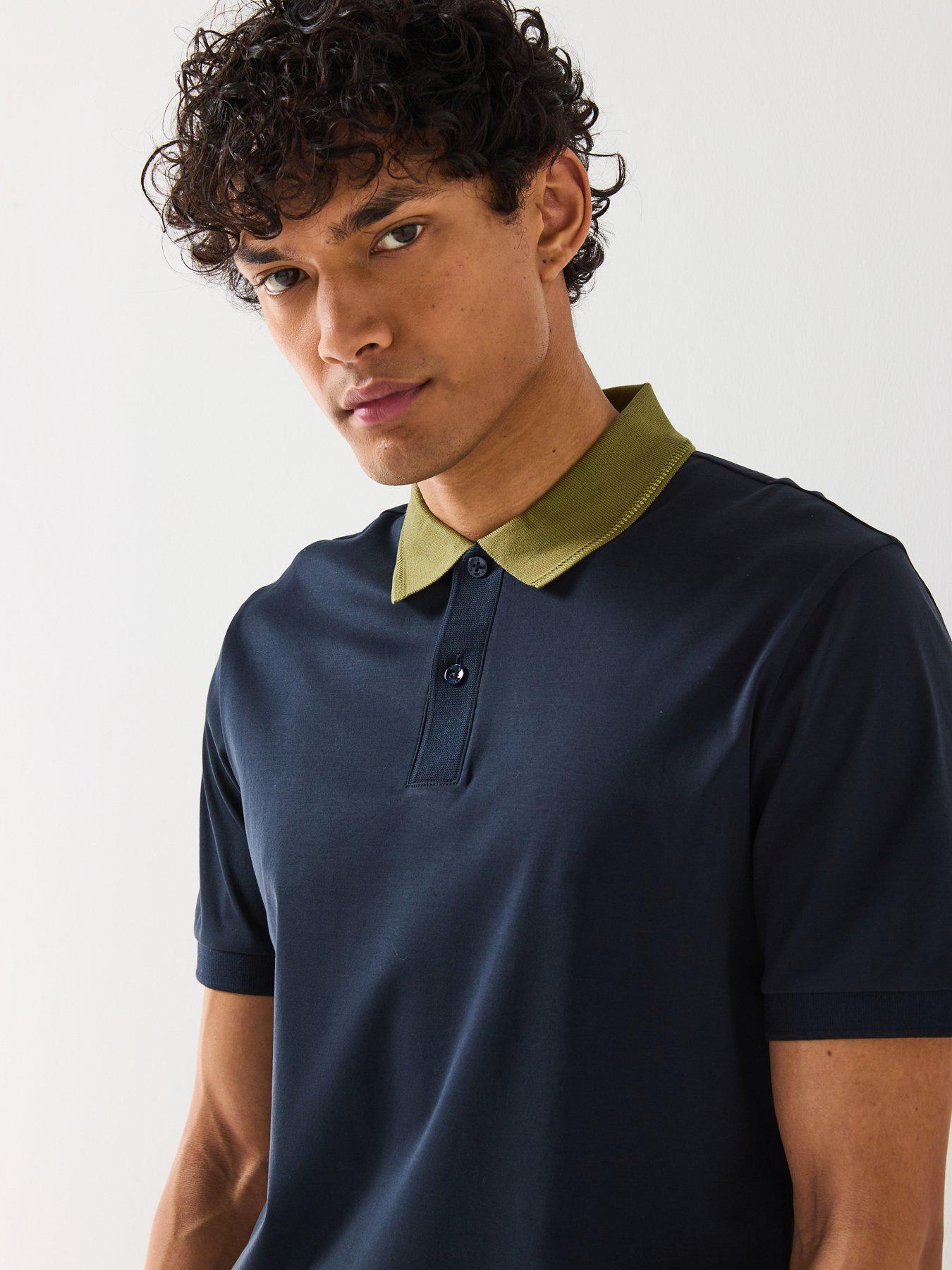  image of boss-h-phillipson-199-contrast-collar-slim-fit-polo-shirt--navy