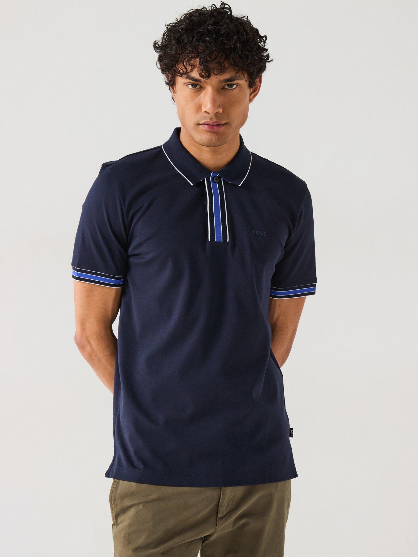  image of boss-parlay-185-concealed-placket-regular-fit-polo-shirt--navy