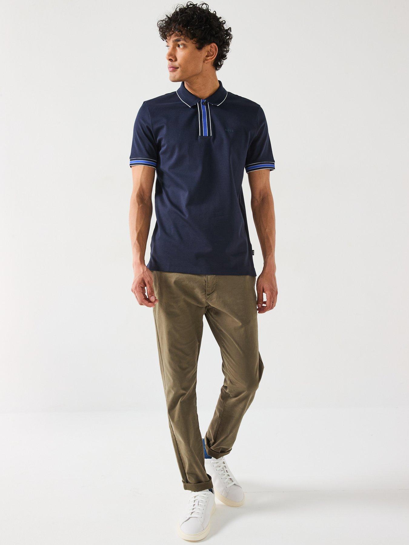  image of boss-parlay-185-concealed-placket-regular-fit-polo-shirt--navy
