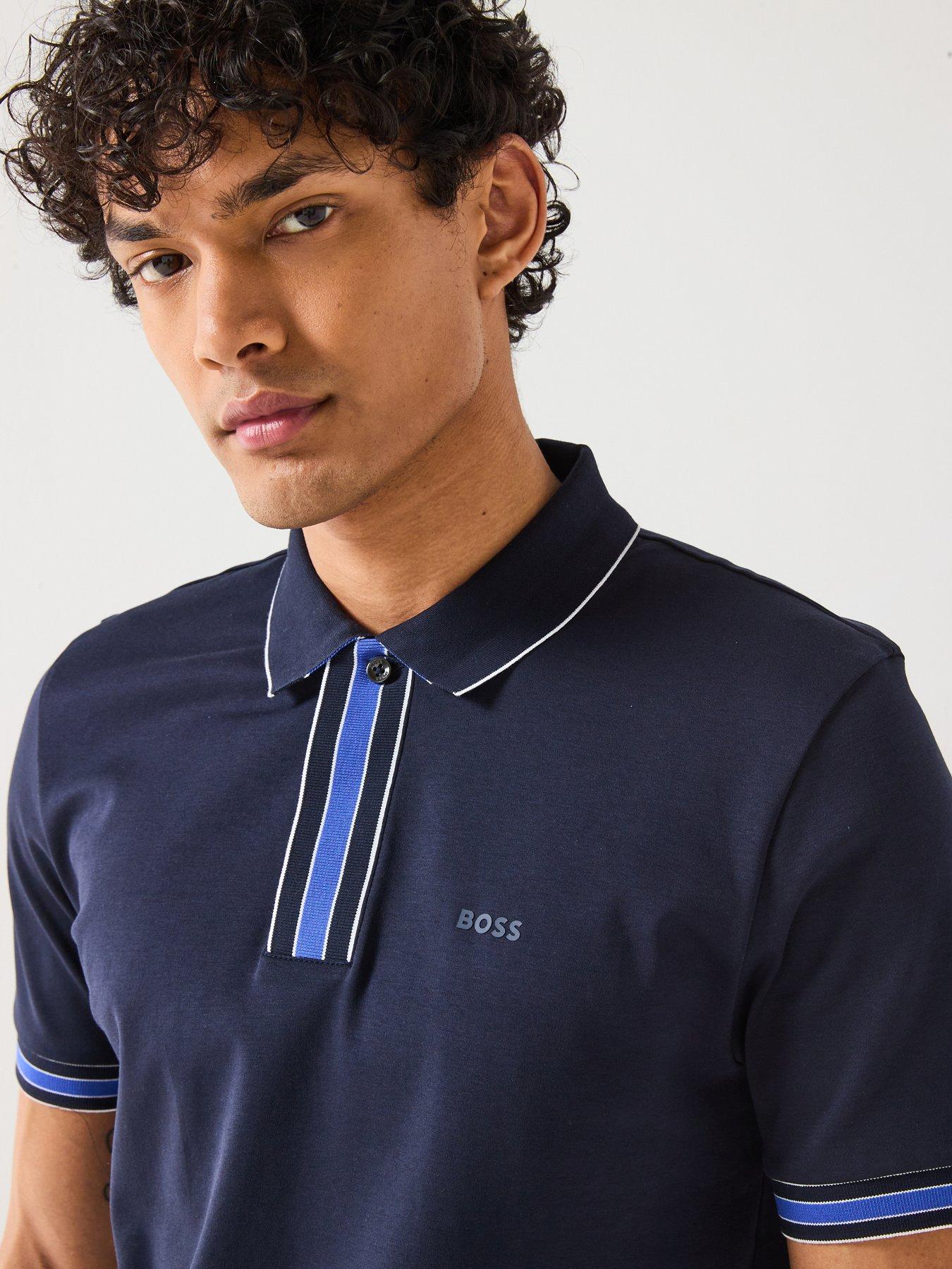  image of boss-parlay-185-concealed-placket-regular-fit-polo-shirt--navy