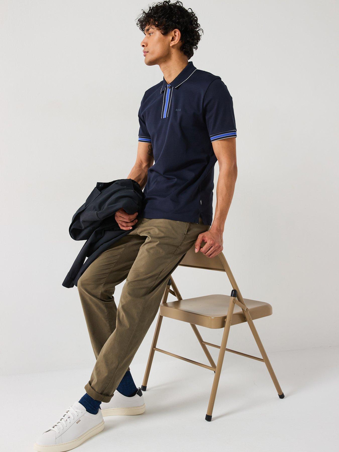  image of boss-parlay-185-concealed-placket-regular-fit-polo-shirt--navy