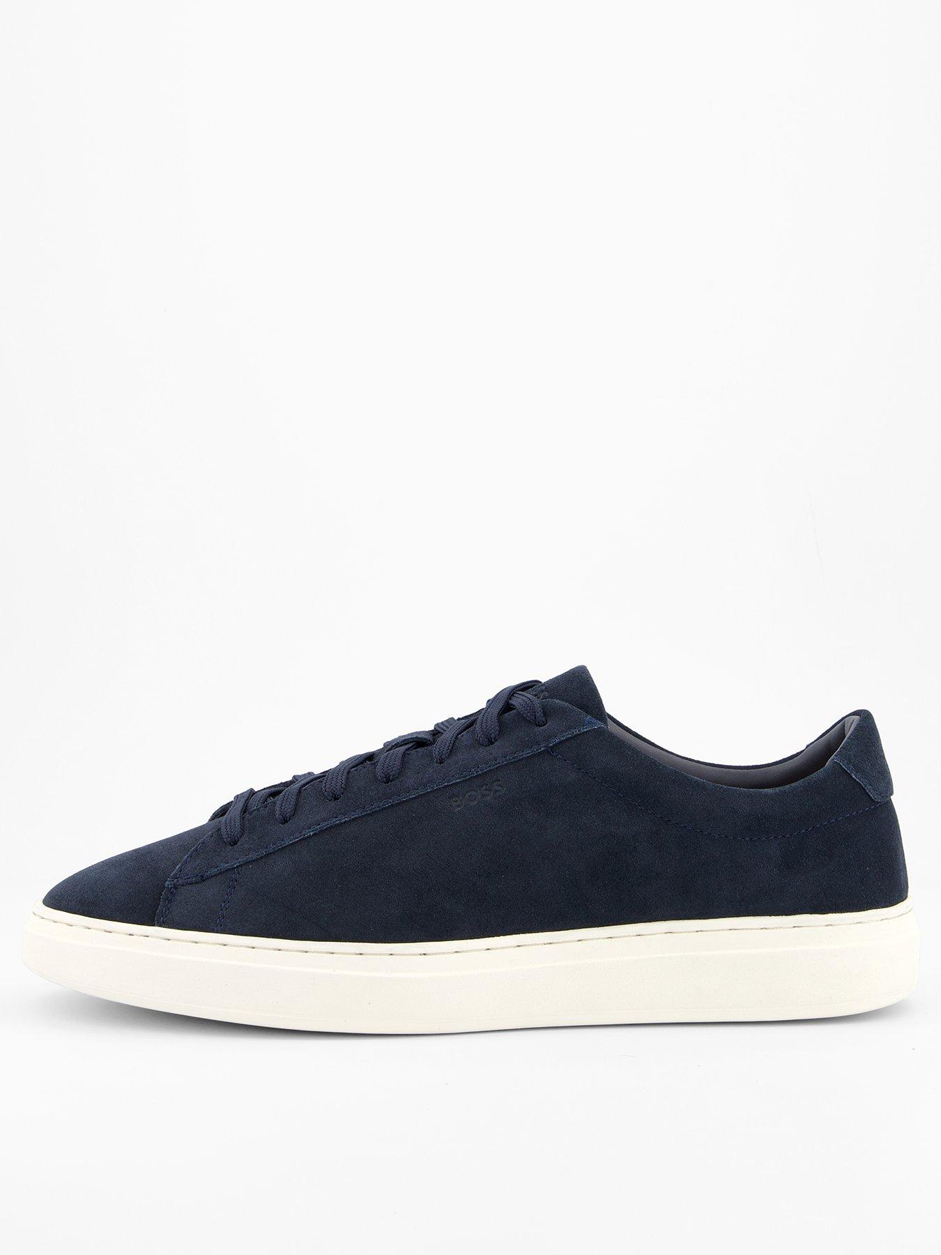  image of boss-kieran-tennis-leather-trainers-dark-blue
