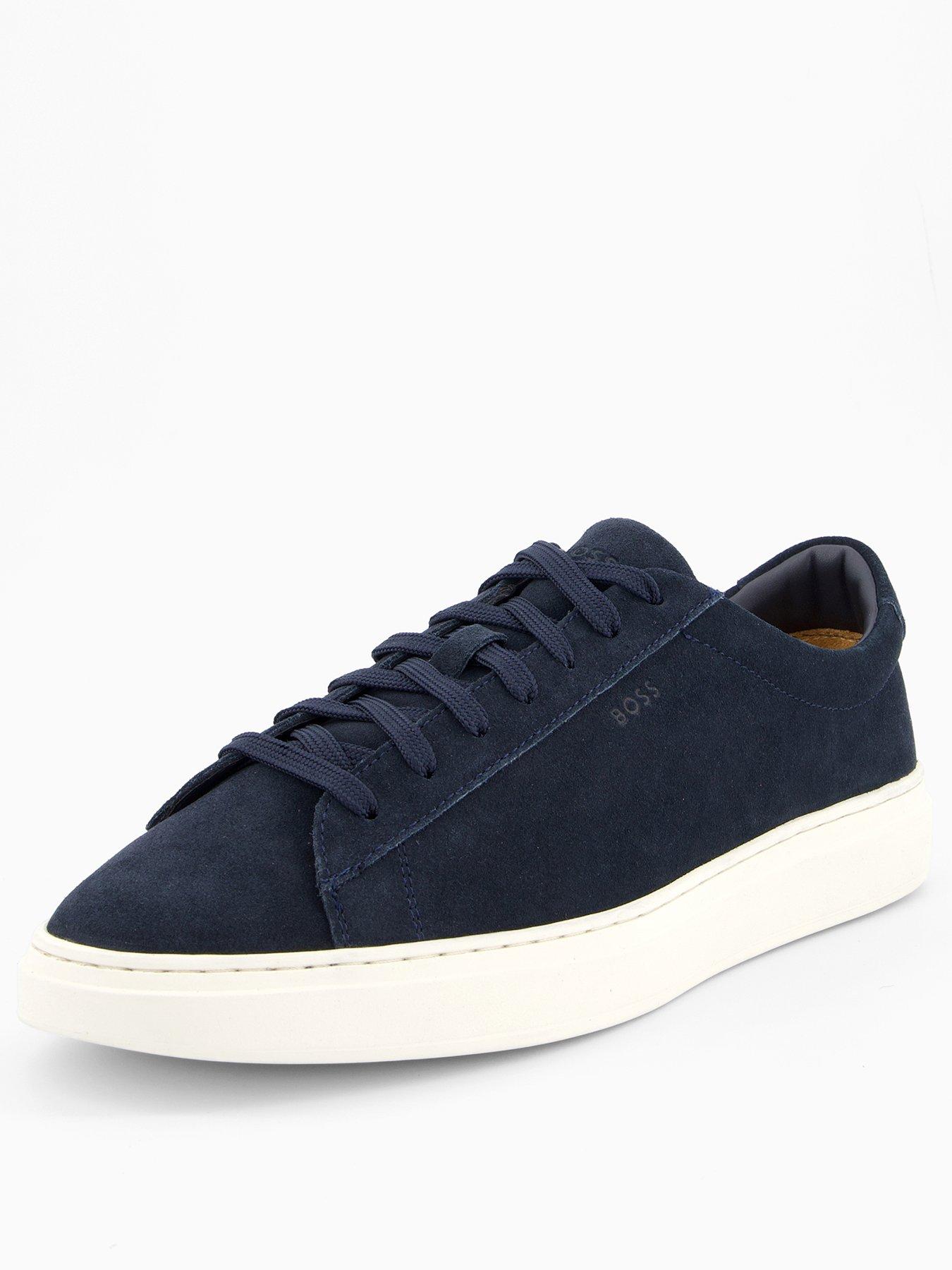  image of boss-kieran-tennis-leather-trainers-dark-blue