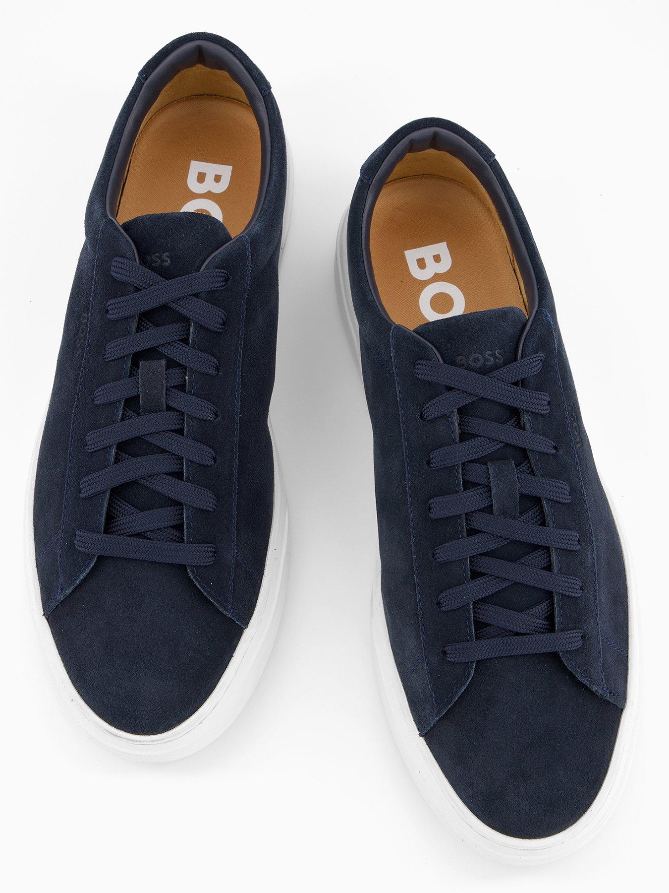  image of boss-kieran-tennis-leather-trainers-dark-blue