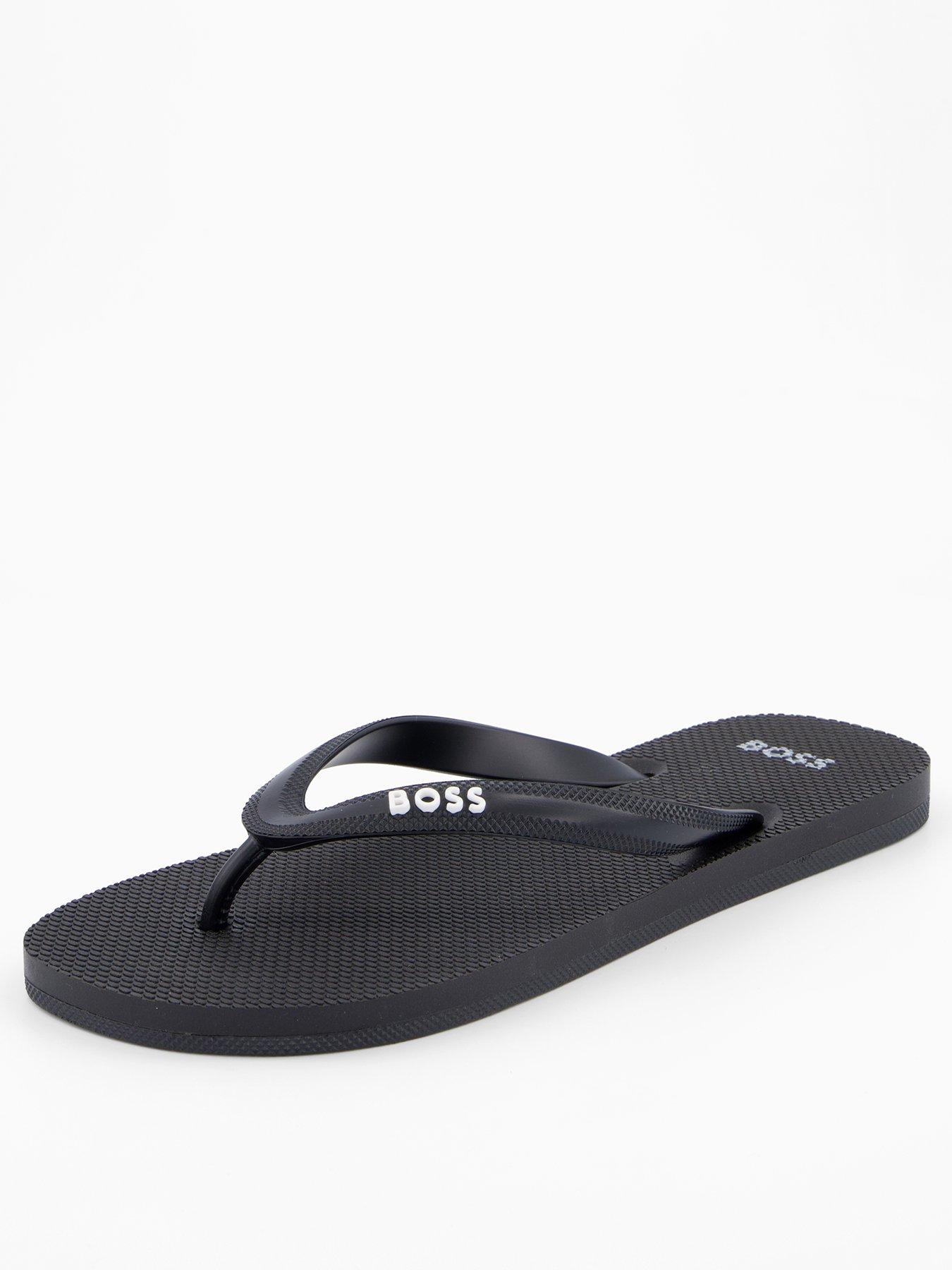 front image of boss-tracy-flip-flops-black