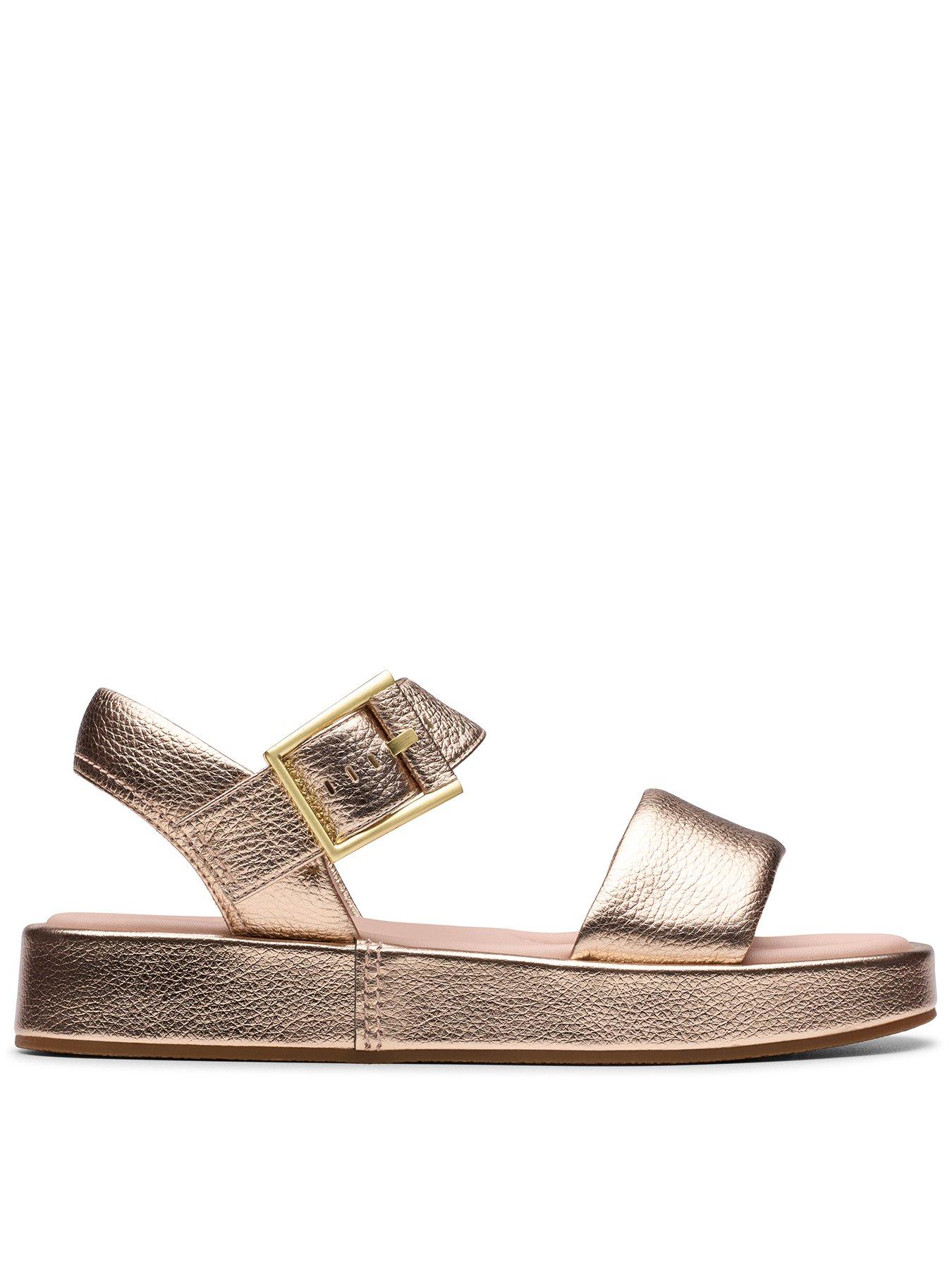 Image 1 of 7 of Clarks Alda Strap Sandals - Gold