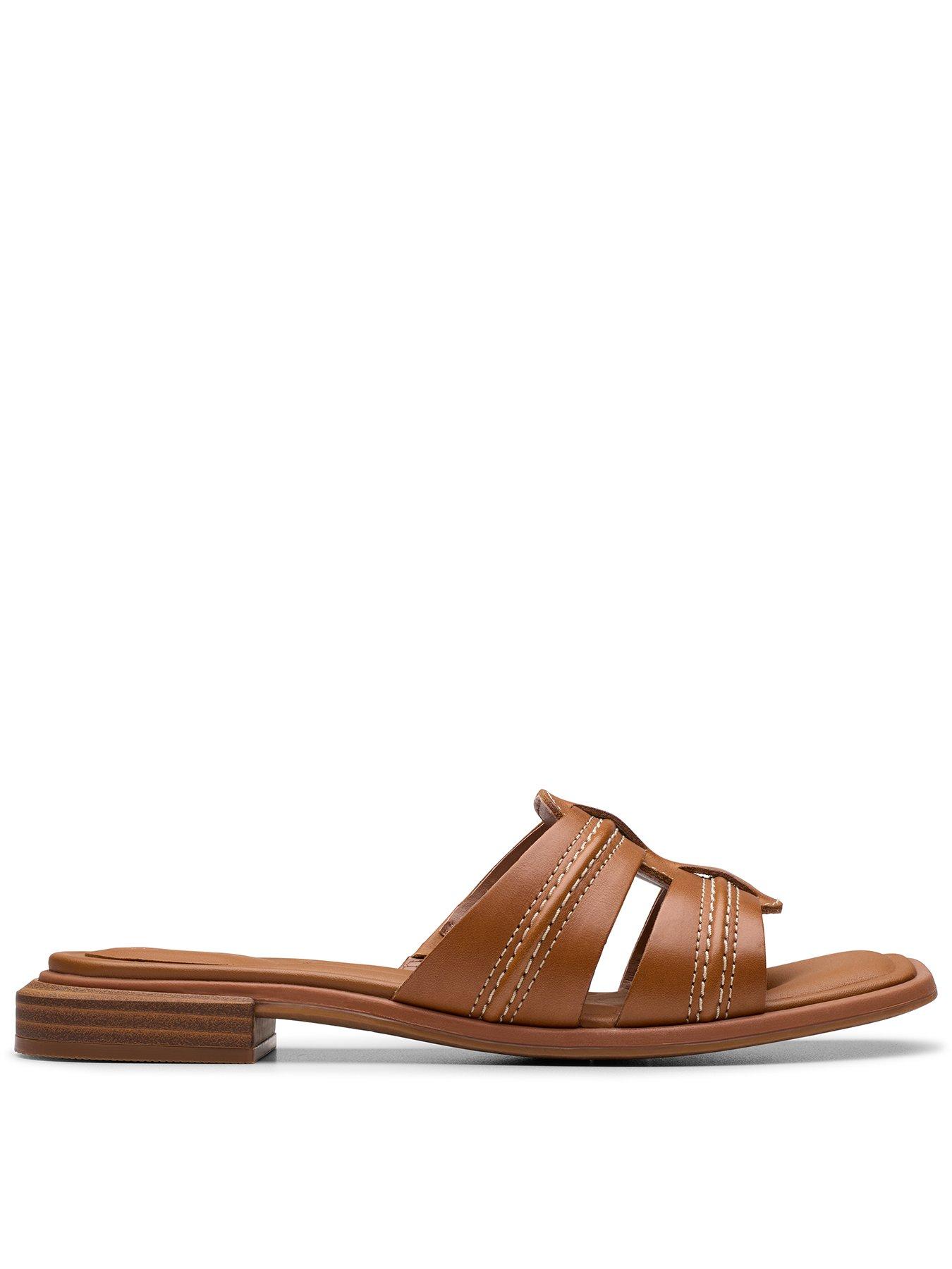  image of clarks-ariany-leather-mule-sandal-brown