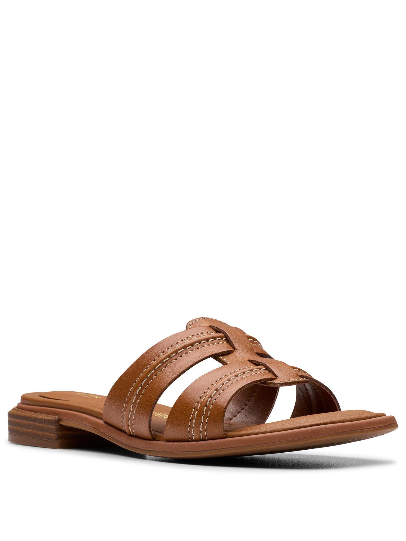  image of clarks-ariany-leather-mule-sandal-brown