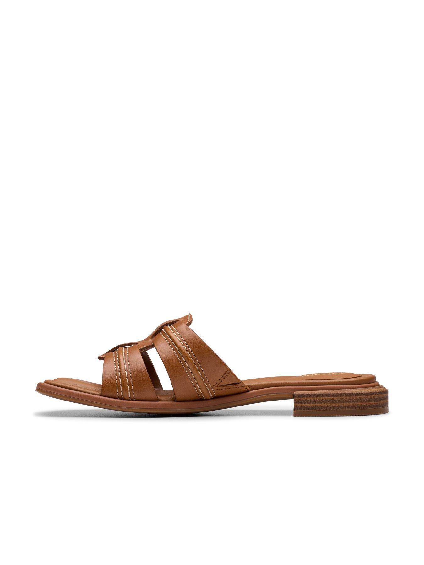  image of clarks-ariany-leather-mule-sandal-brown