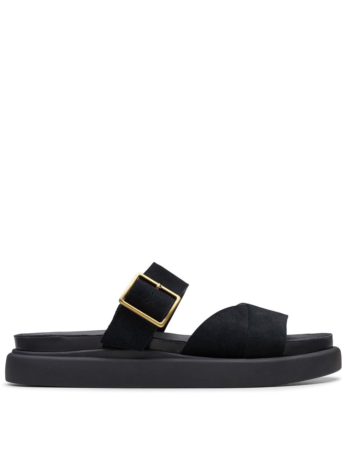  image of clarks-aristella-mule-suede-sandal-black