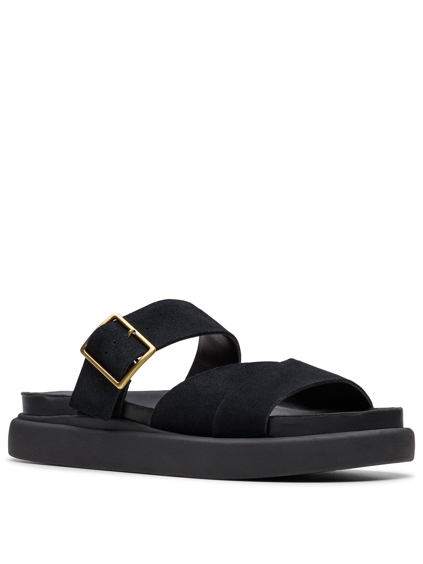  image of clarks-aristella-mule-suede-sandal-black