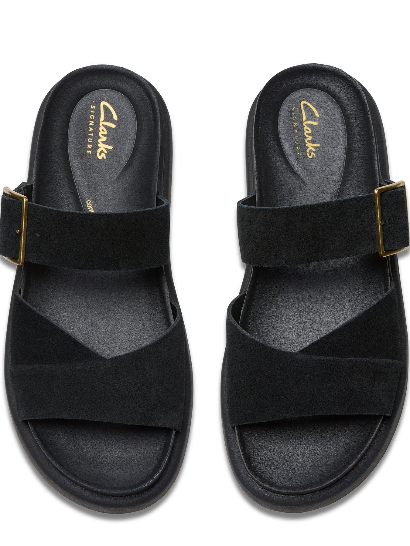  image of clarks-aristella-mule-suede-sandal-black