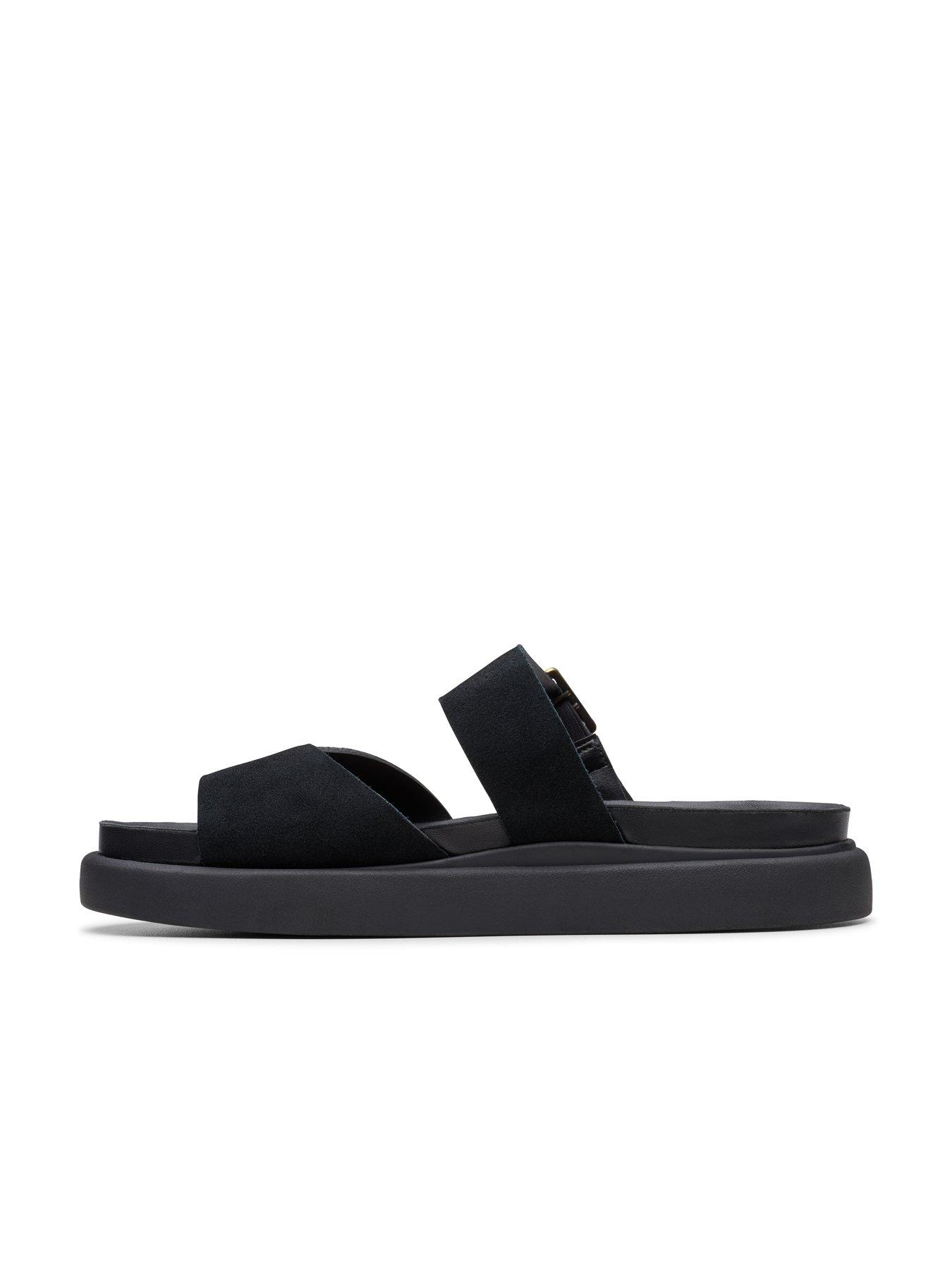  image of clarks-aristella-mule-suede-sandal-black