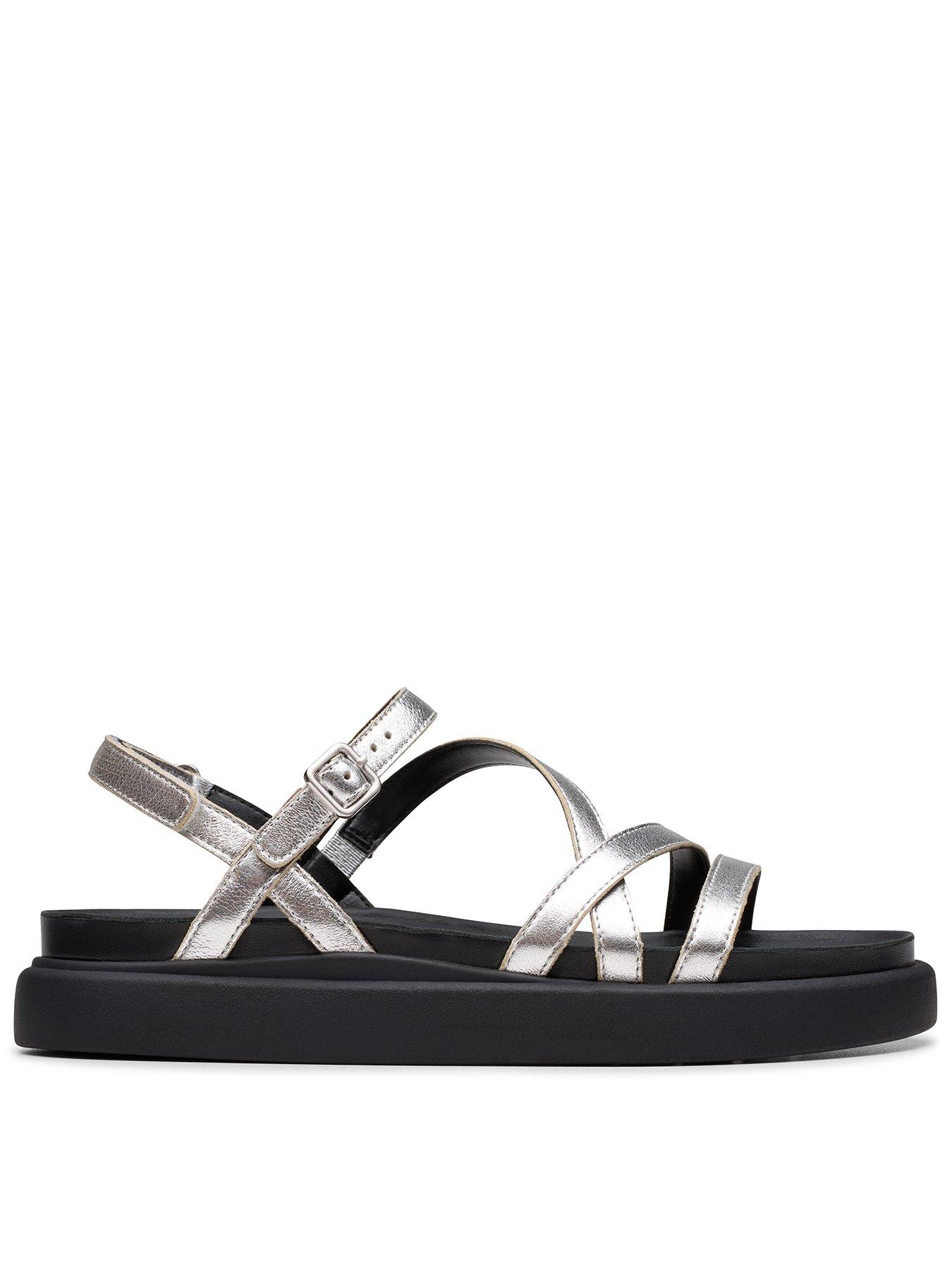 clarks-aristella-rose-leather-strappy-flat-sandal-silver