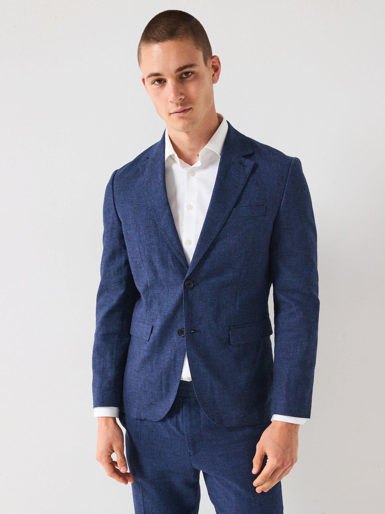 Image 1 of 6 of Selected Homme Regular Fit Malik Linen Blazer - Navy