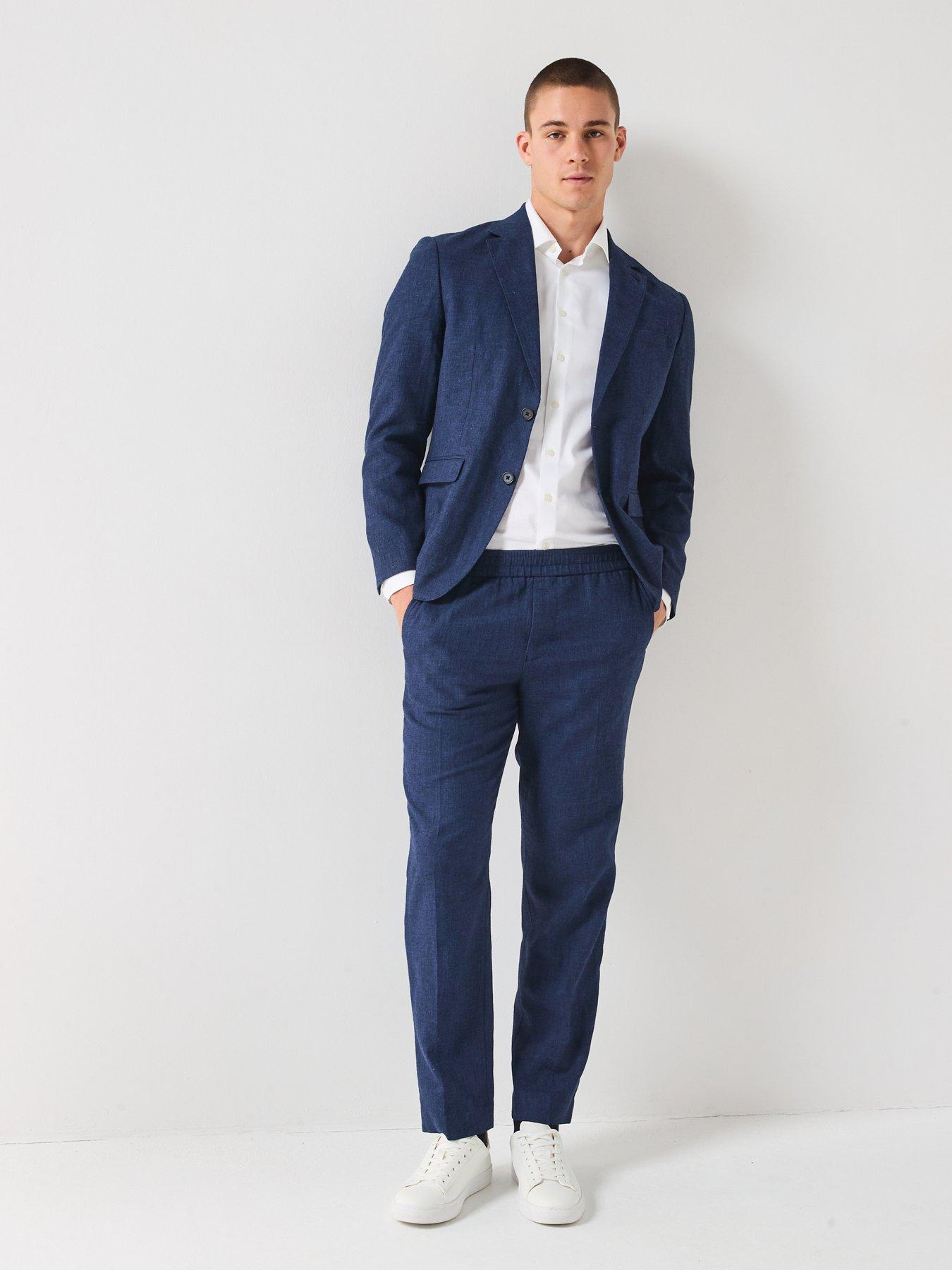 Image 3 of 6 of Selected Homme Regular Fit Malik Linen Blazer - Navy