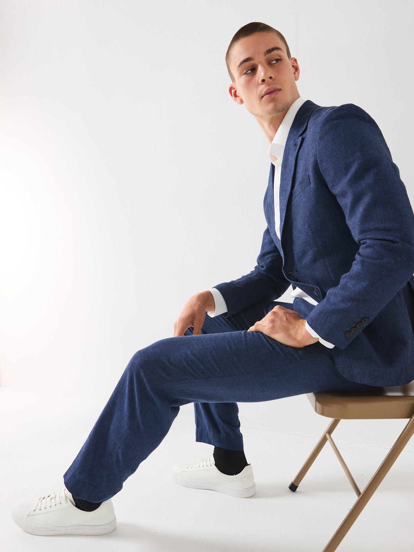 Image 4 of 6 of Selected Homme Regular Fit Malik Linen Blazer - Navy