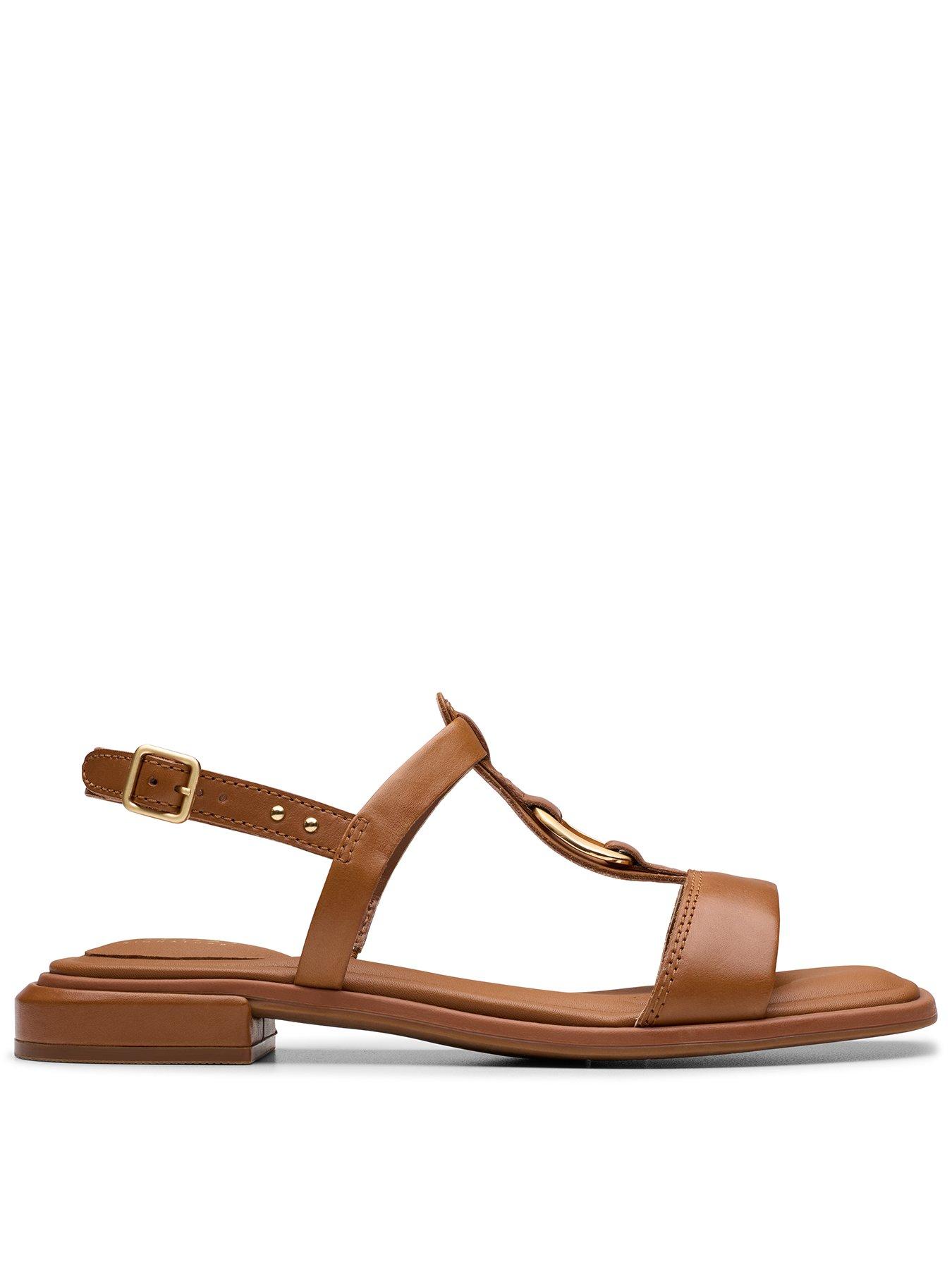  image of clarks-ariany-sling-leather-flat-sandal-tan