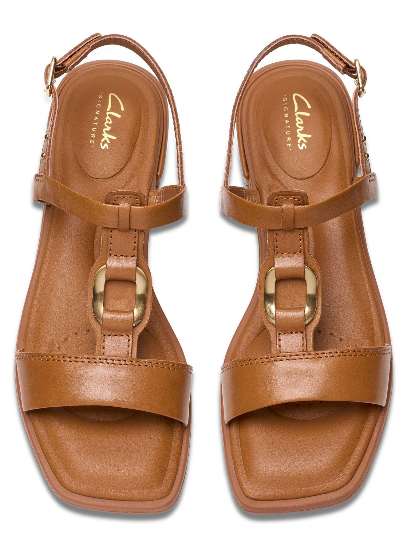  image of clarks-ariany-sling-leather-flat-sandal-tan