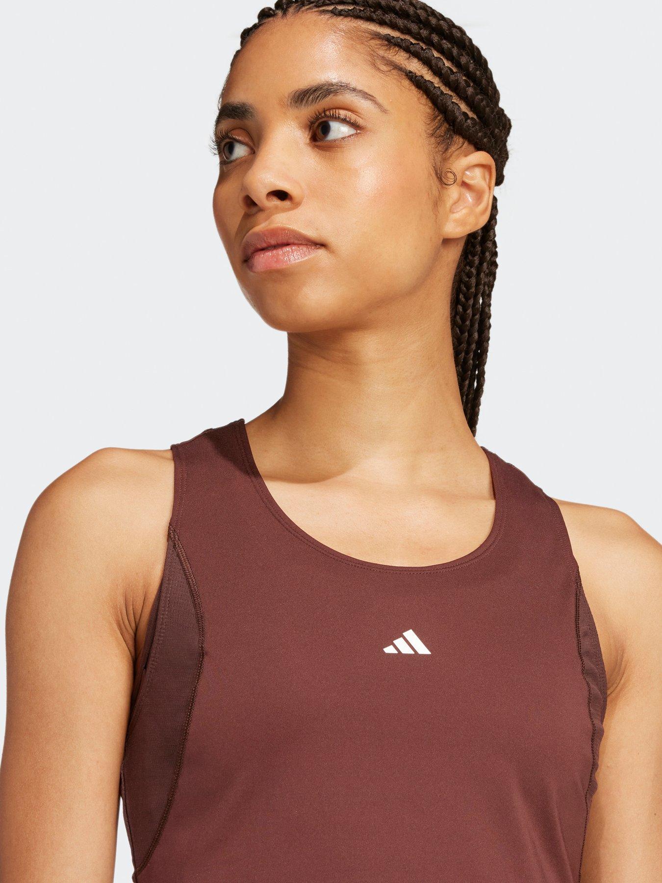  image of adidas-womens-techfit-cropped-training-tank-top-brown