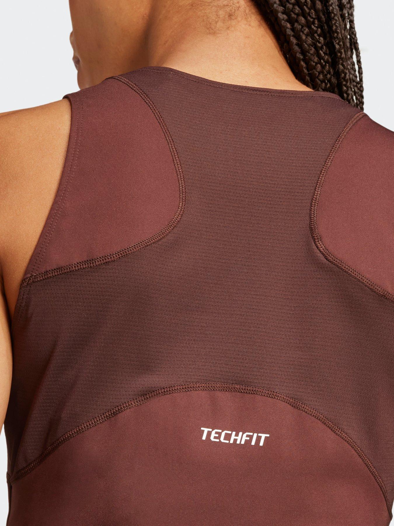  image of adidas-womens-techfit-cropped-training-tank-top-brown